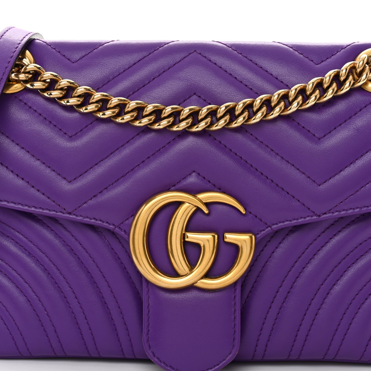 Gucci Calfskin Matelasse Small GG Marmont Shoulder Bag Shine Purple 8 of 11