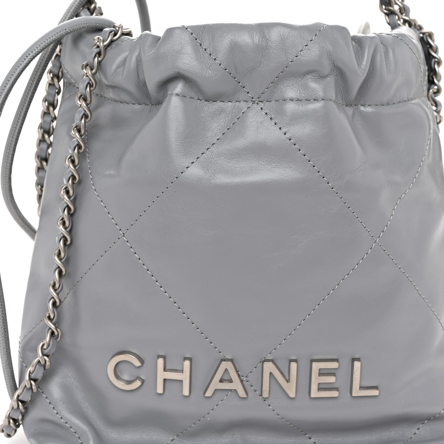 Chanel Shiny Calfskin Quilted Mini Chanel 22 Grey 8 of 10