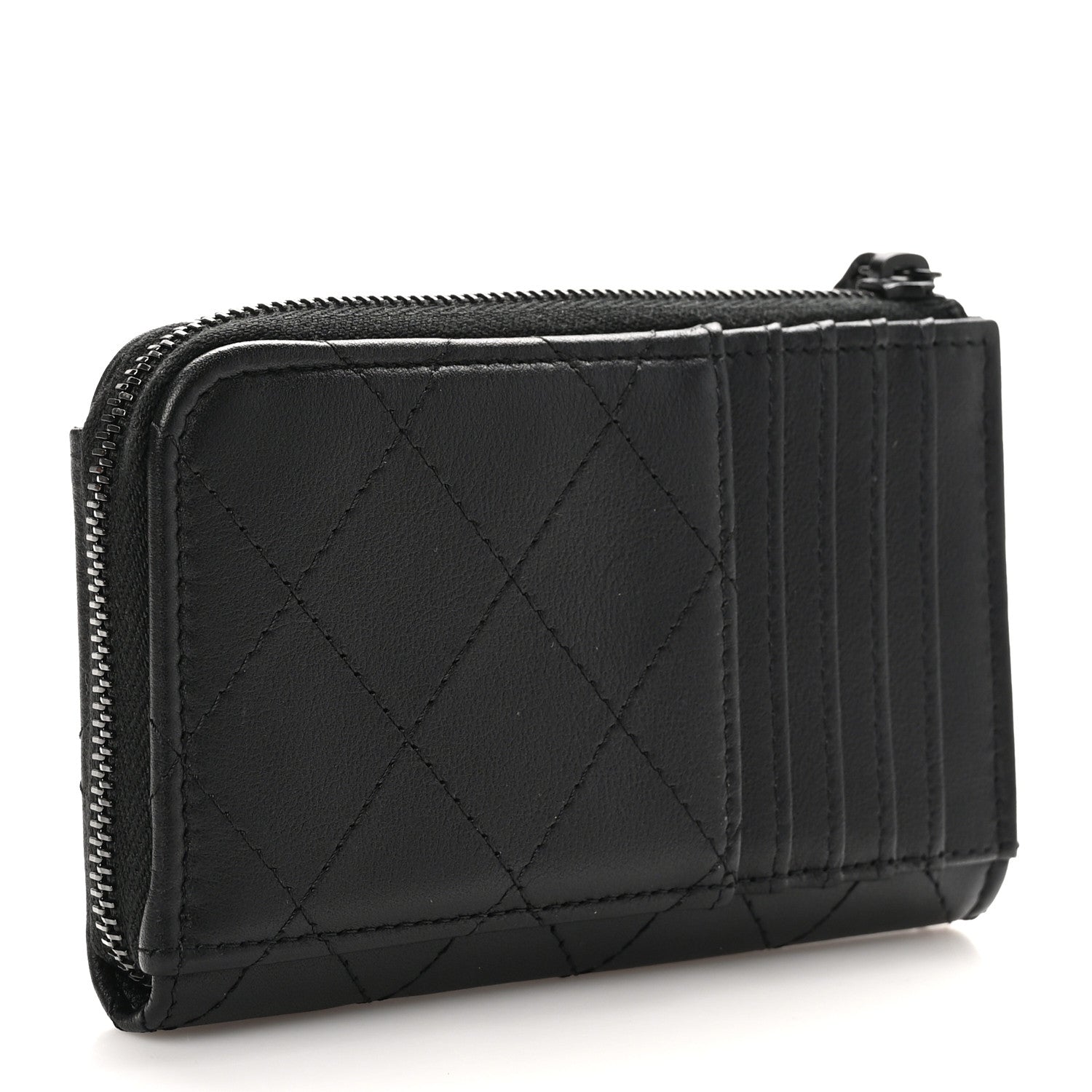 Chanel Lambskin Quilted Zip Card Holder So Black 3 of 9