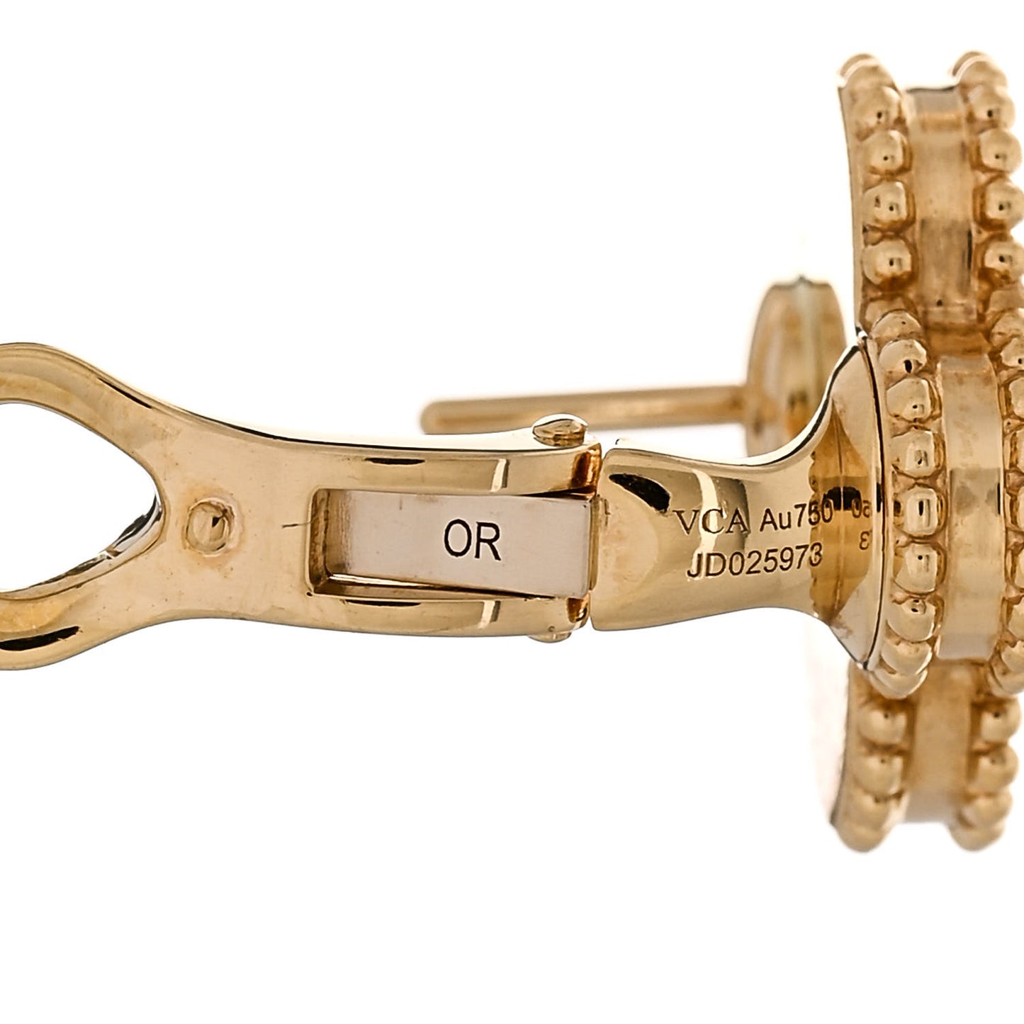 18K Yellow Gold Guilloche Vintage Alhambra Earrings