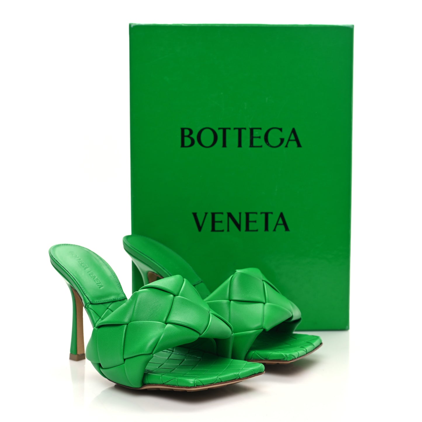 Nappa Maxi Intrecciato Lido 90mm Mule Sandals 37 Grass