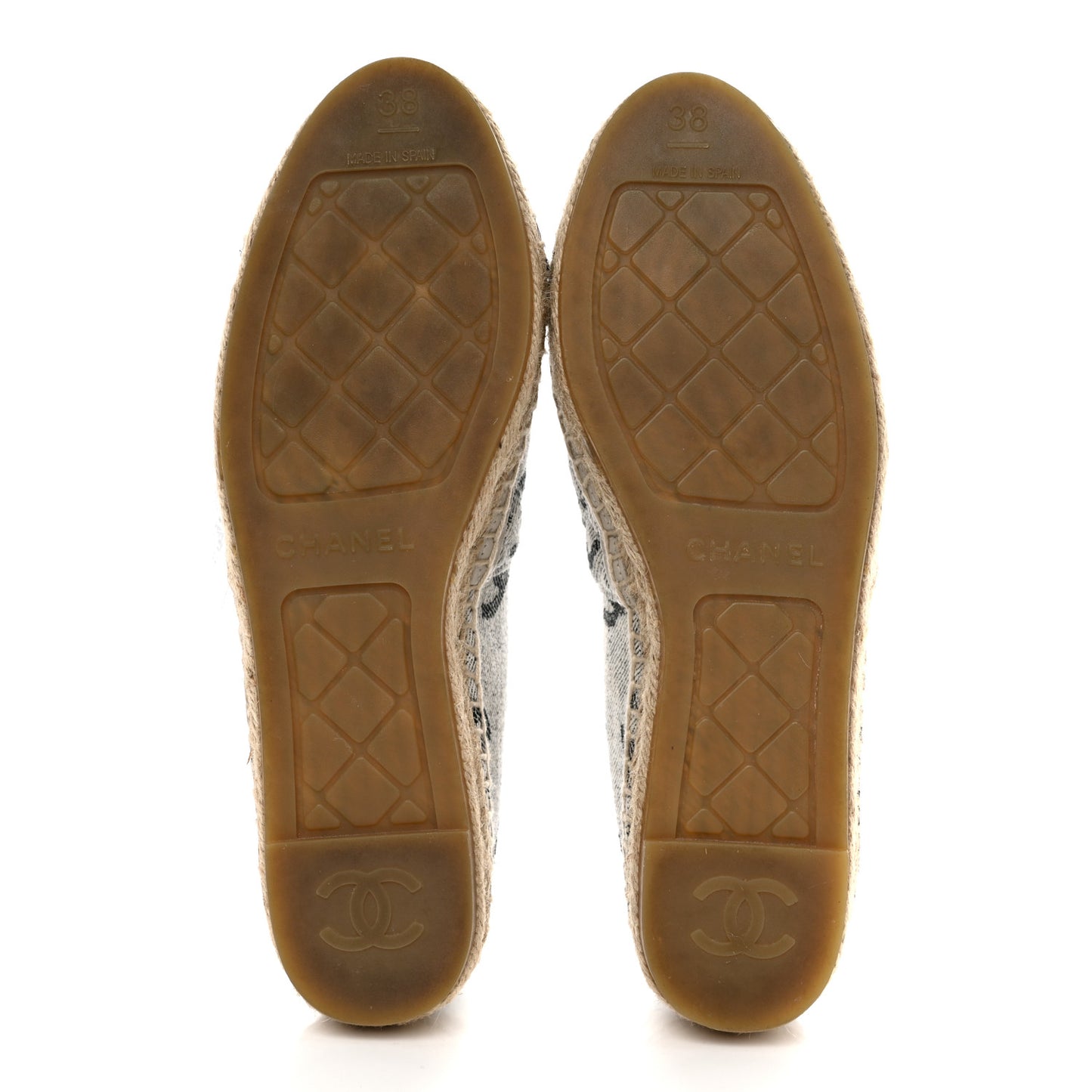 Cotton Jacquard Grosgrain CC Print Espadrilles 38 Grey Black