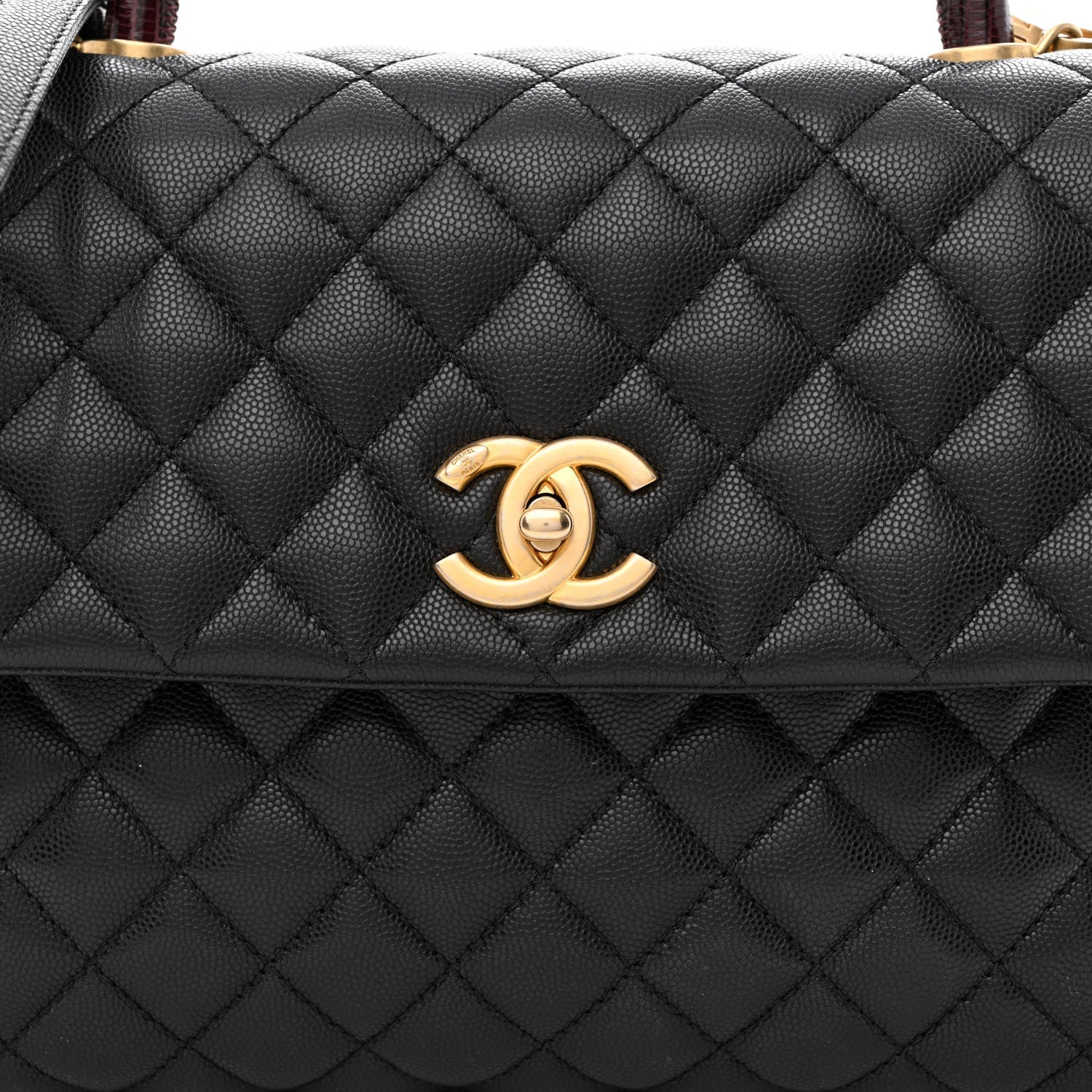 Chanel Caviar Lizard Quilted Medium Coco Handle Flap Black 8 of 10