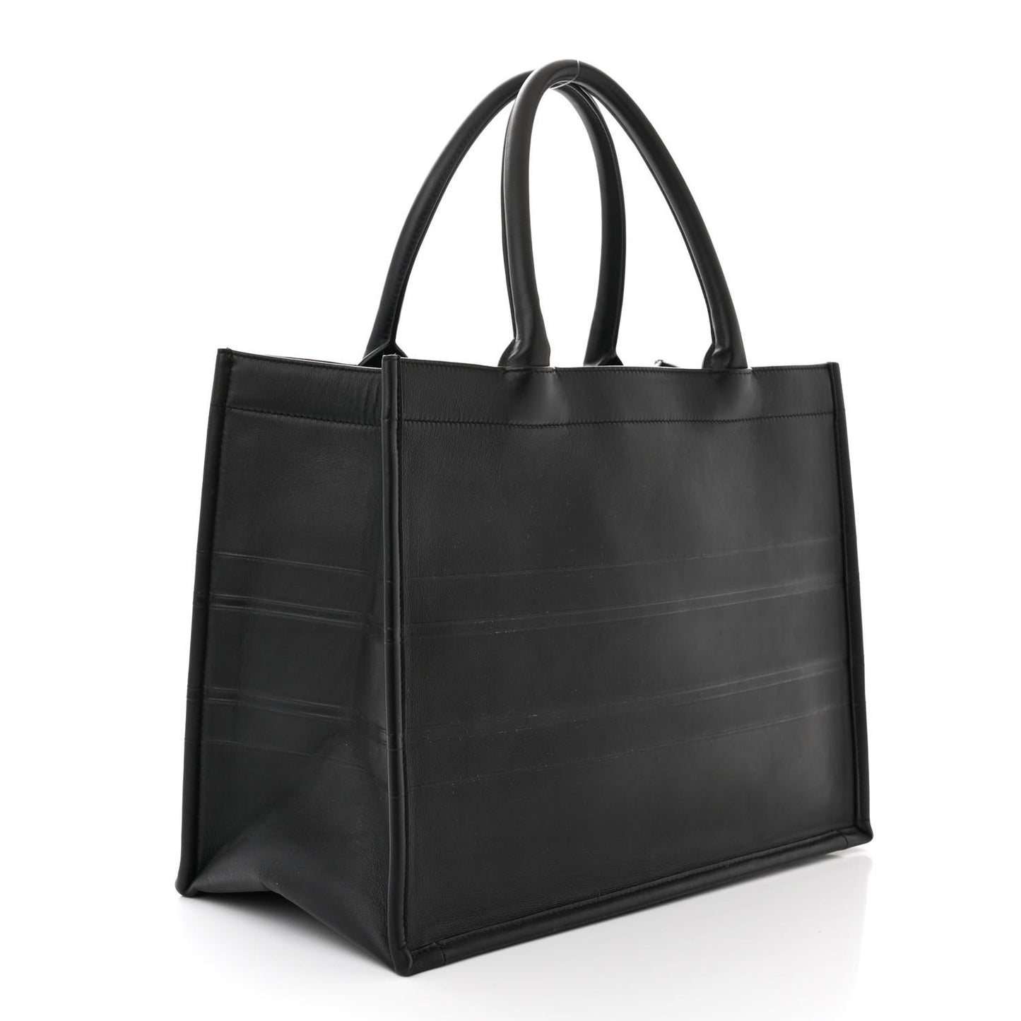 Calfskin Embossed Medium Book Tote Black