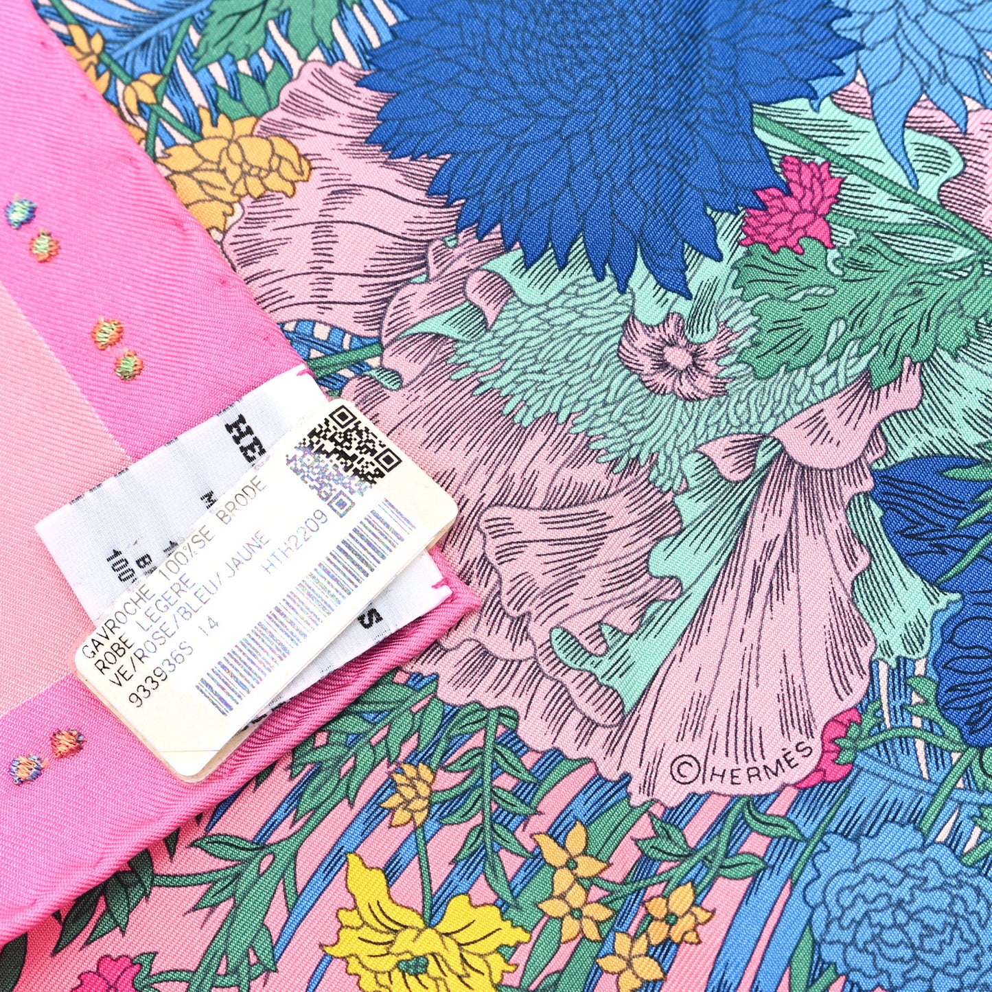 Silk Robe Legere Scarf 45 Rose Bleu Jaune