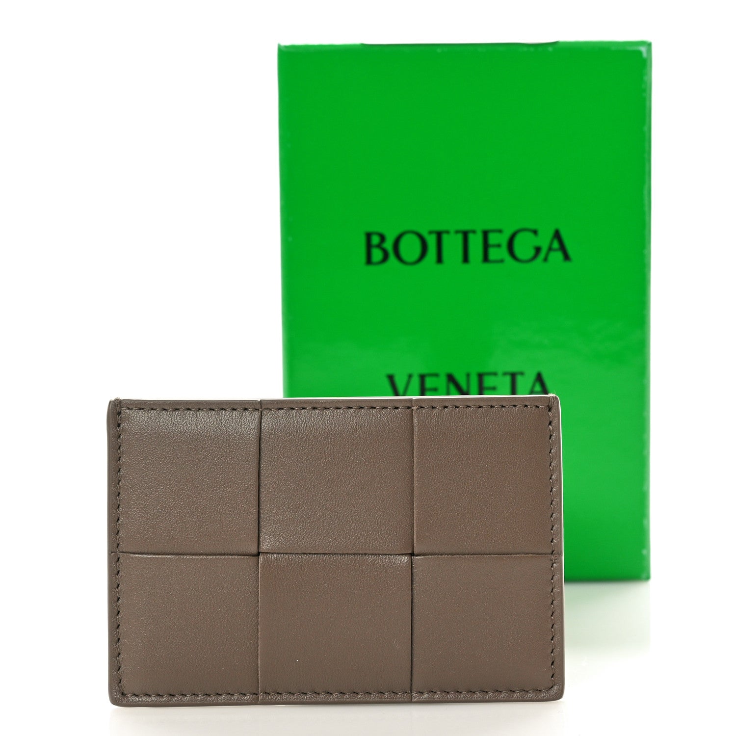 Bottega Veneta Nappa Intreccio Cassette Credit Card Holder Taupe Grey 8 of 8