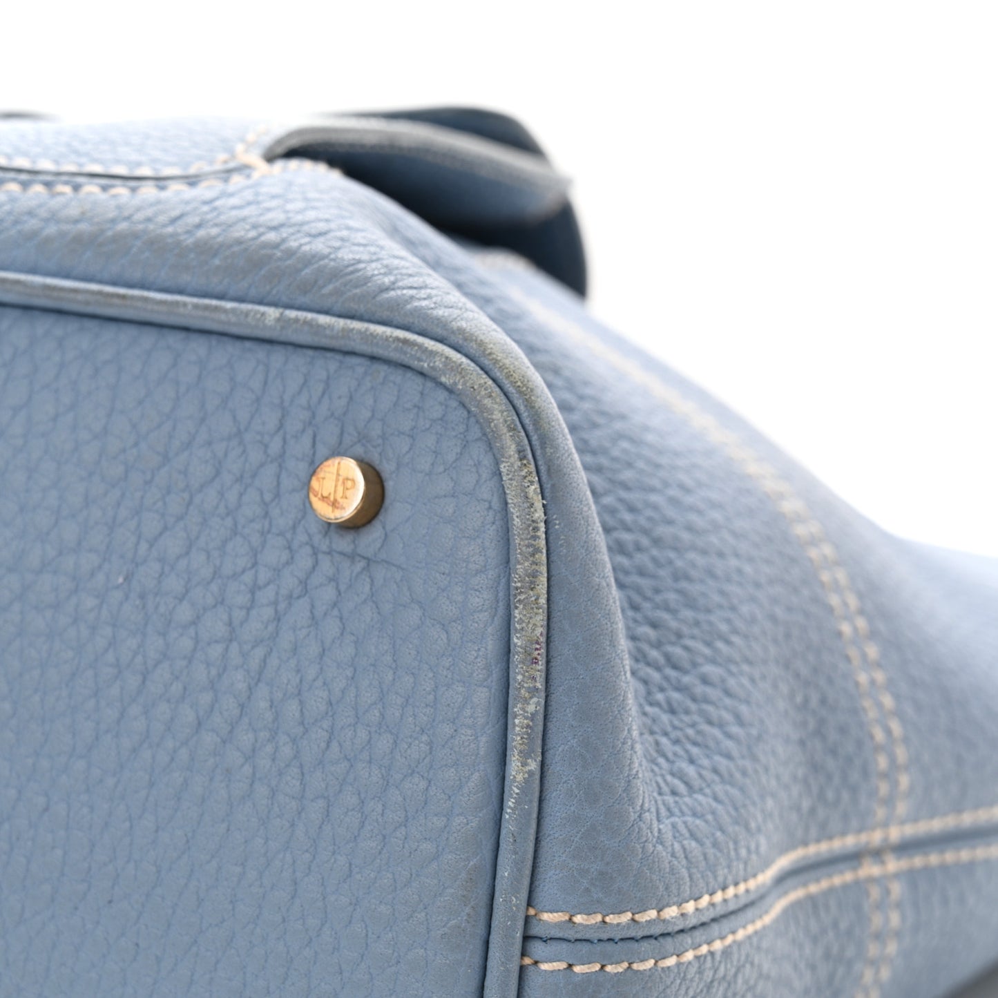 Grained Calfskin Globe Shoulder Bag Sky Blue