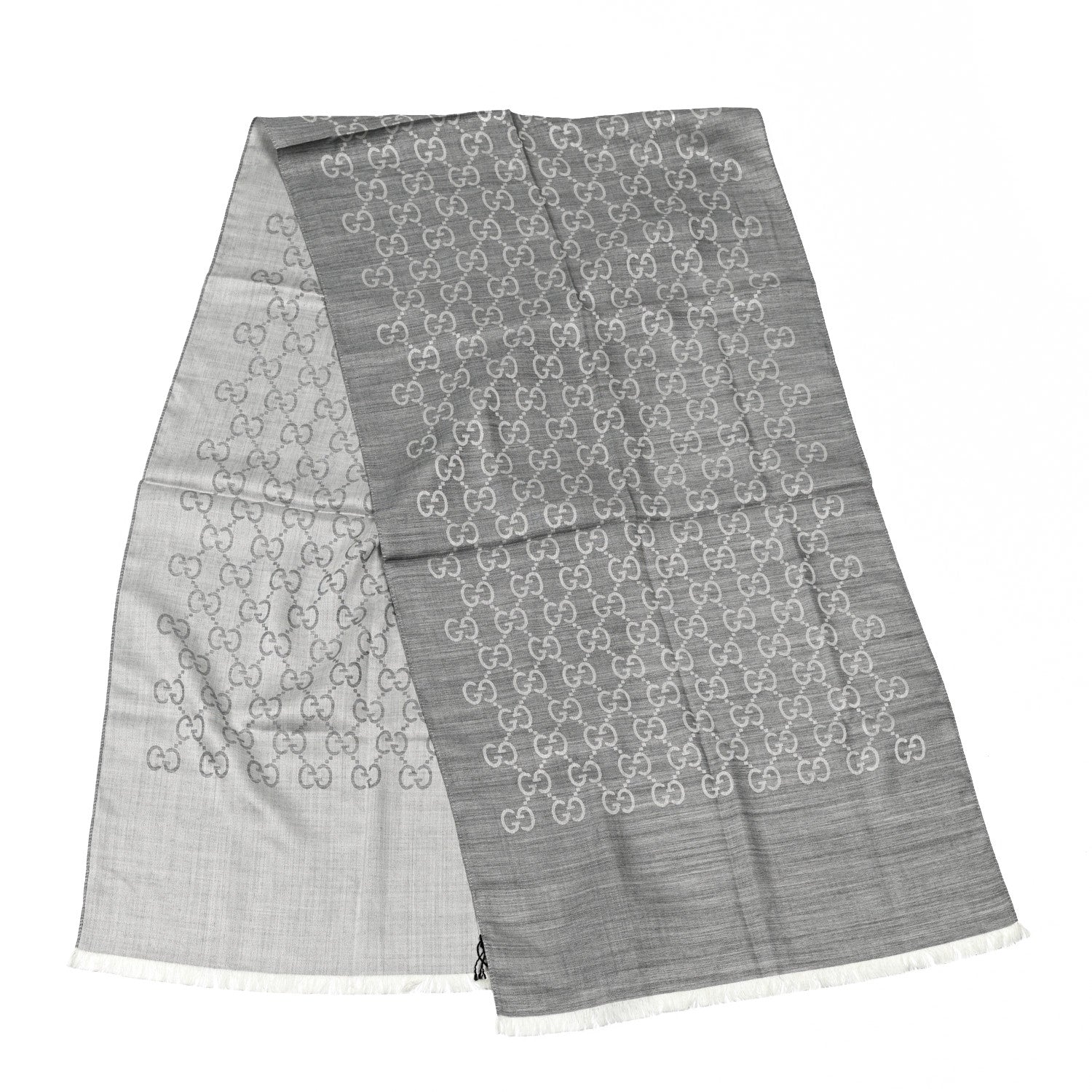 Gucci Wool Silk GG Monogram GGNat Scarf Lead 2 of 4