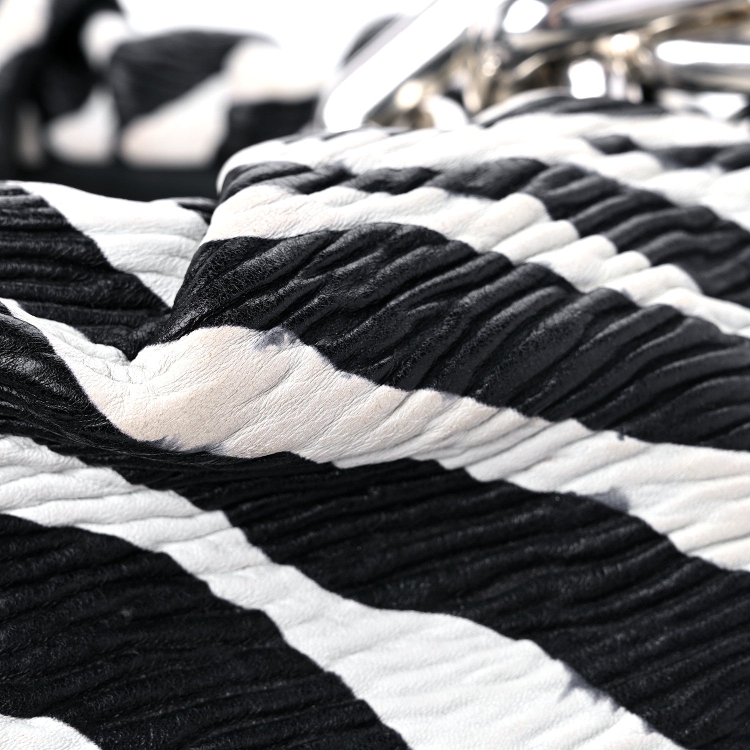 Bottega Veneta Nappa Zebra Print The Pouch Chain White Black 12 of 14