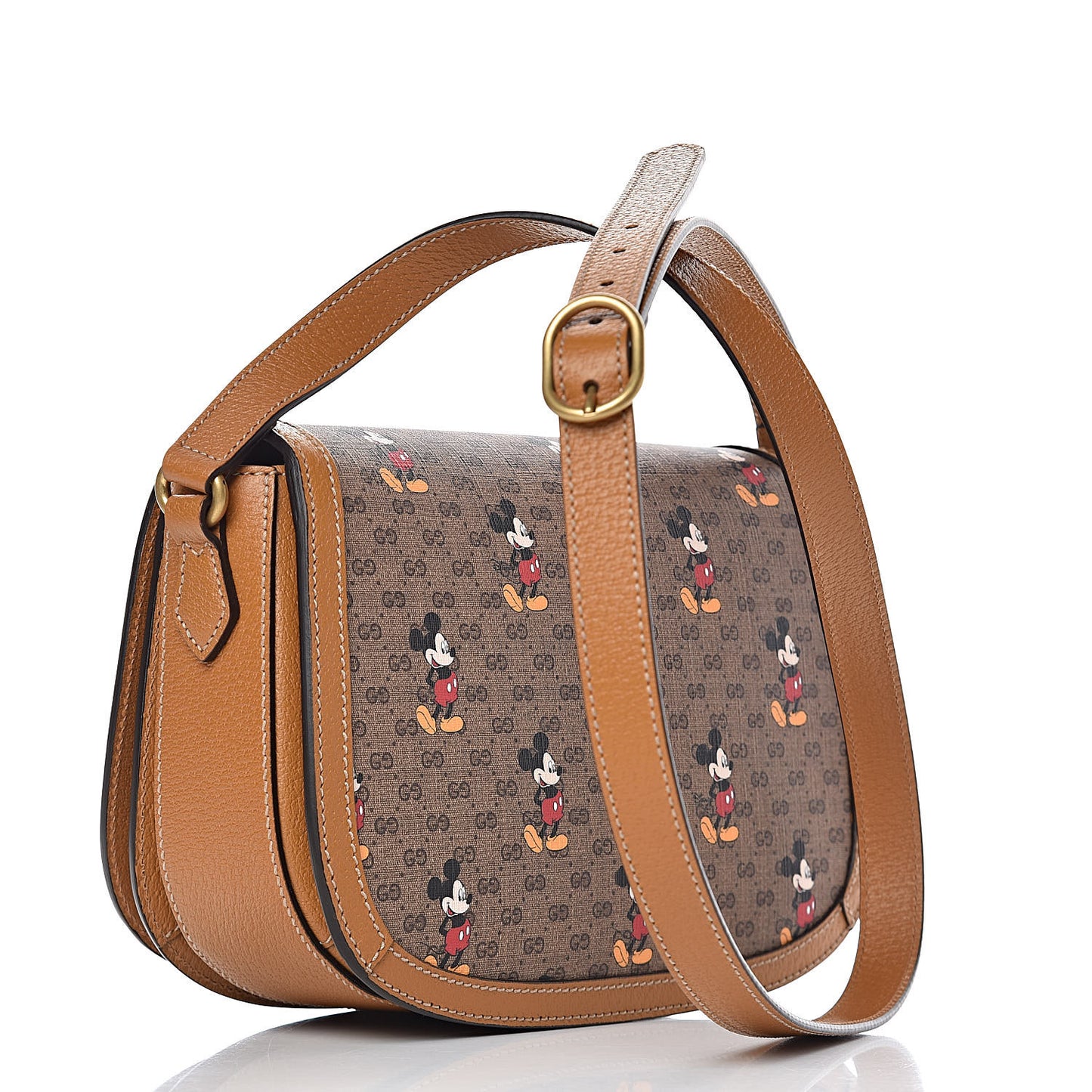 X DISNEY Mini Vintage GG Supreme Monogram Mickey Mouse Small Flap Messenger Bag Beige Vintage Sun Oil
