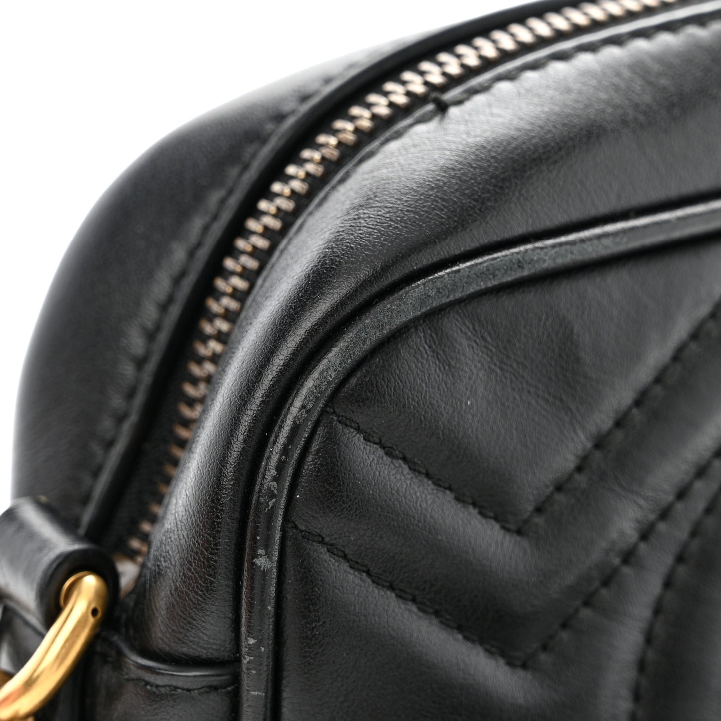Calfskin Matelasse Mini GG Marmont Chain Shoulder Bag Black