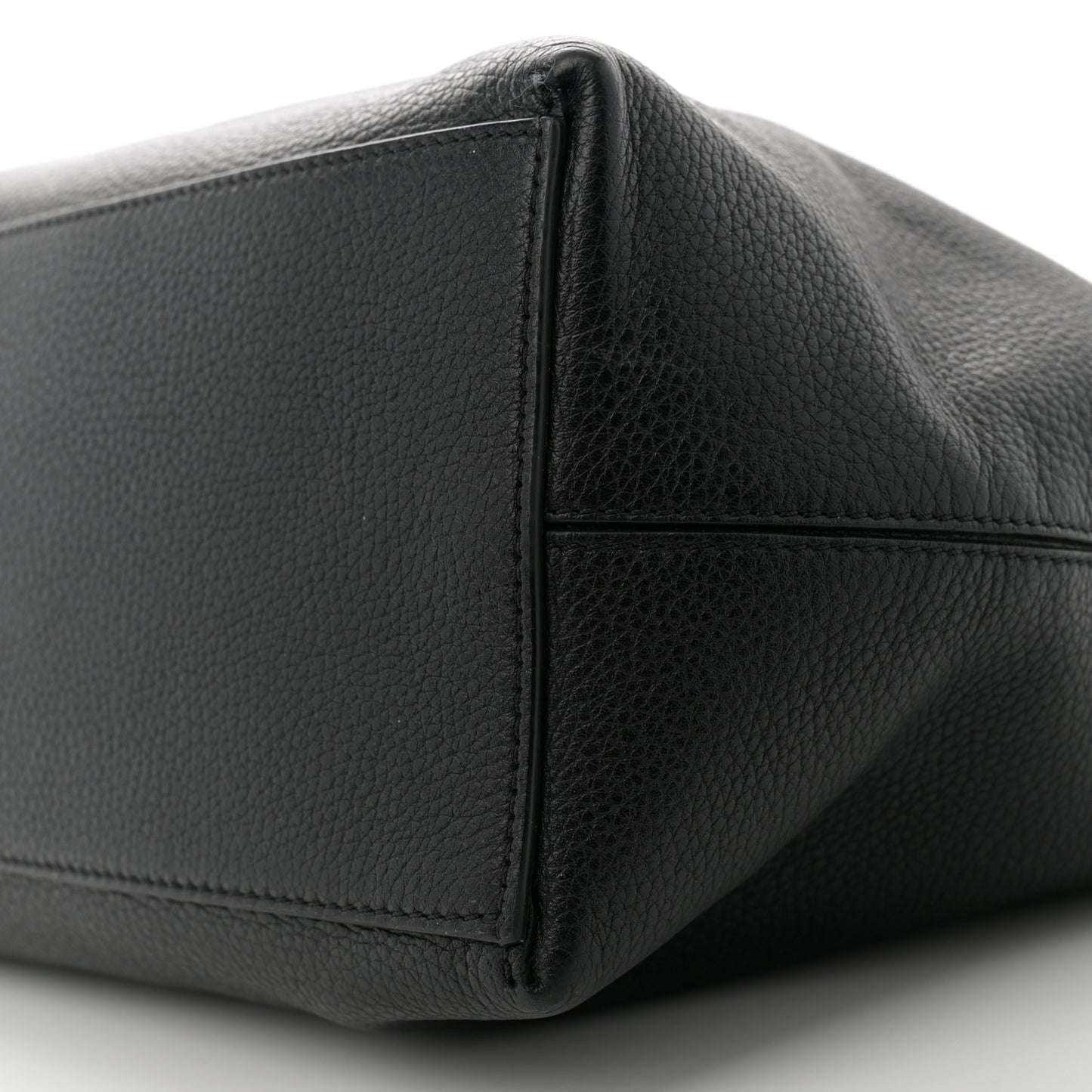 Grained Calfskin Rockstud Shoulder Tote Black