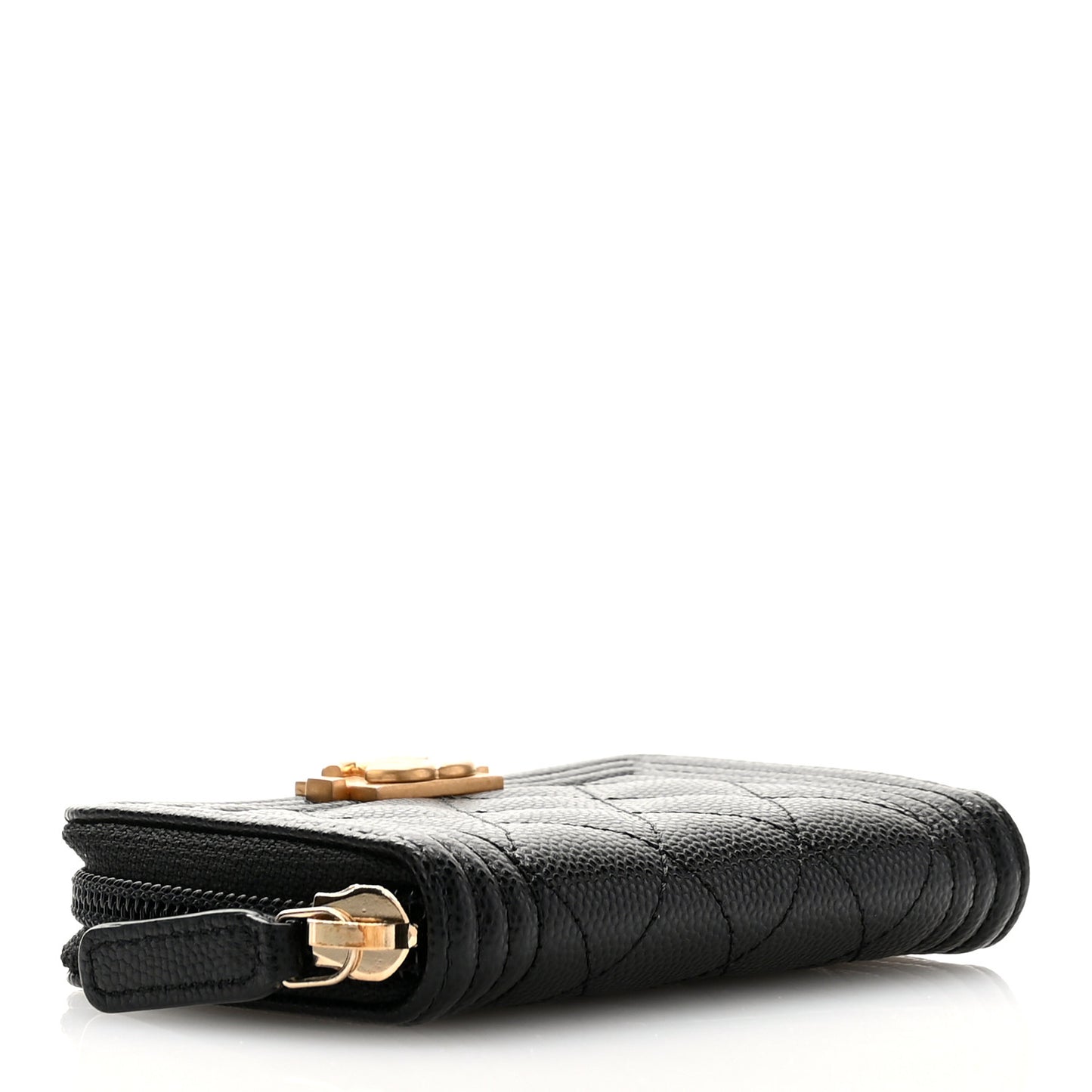 Caviar Quilted Boy Zip Around Coin Purse Wallet Black