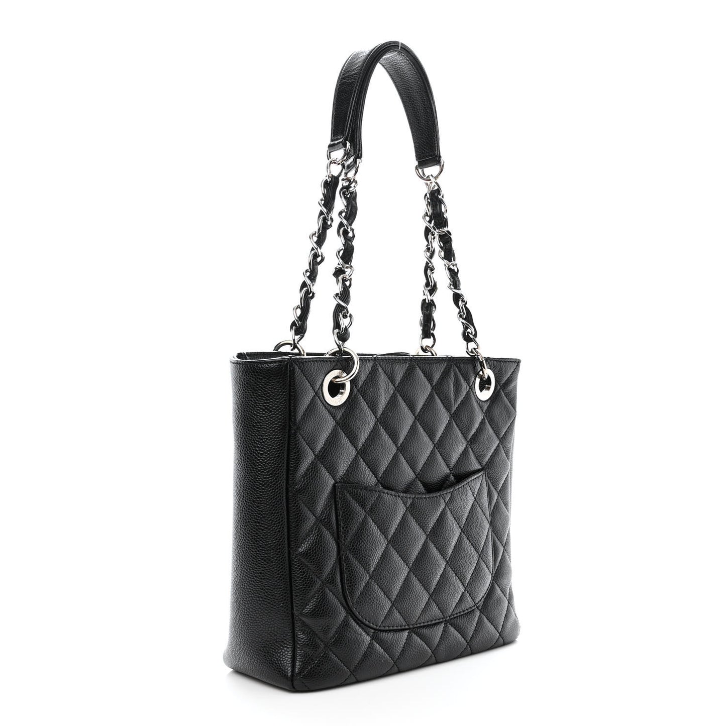 Caviar Quilted Petit Shopping Tote PST Black