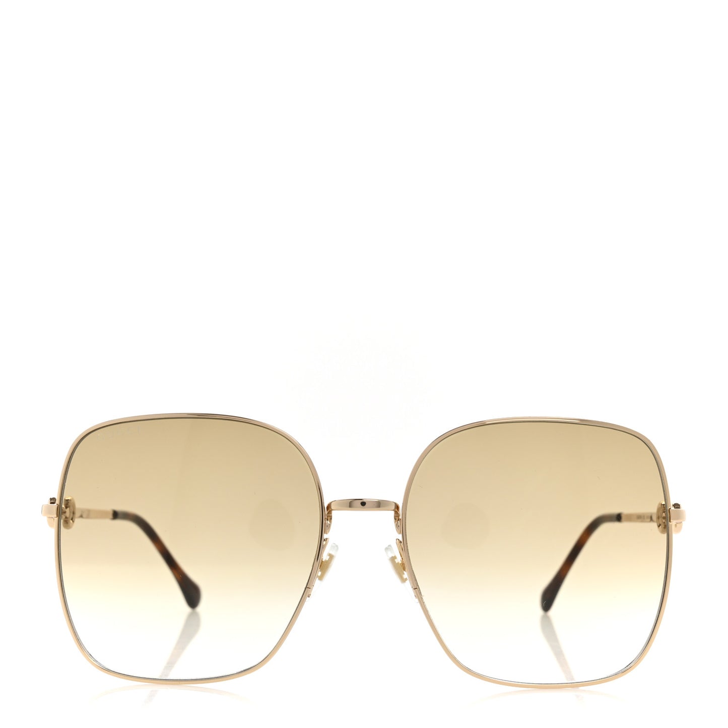 Metal Horsebit Square Frame Sunglasses GG0879S Gold