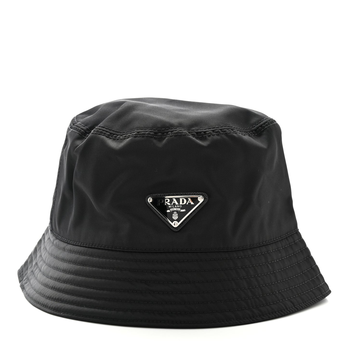 Re-Nylon Metal Triangle Logo Womens Bucket Hat M Black