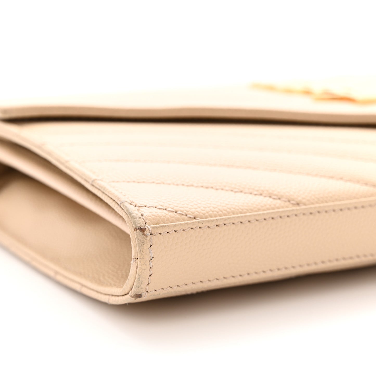 Grain De Poudre Matelasse Chevron Monogram Envelope Chain Wallet Nude Powder