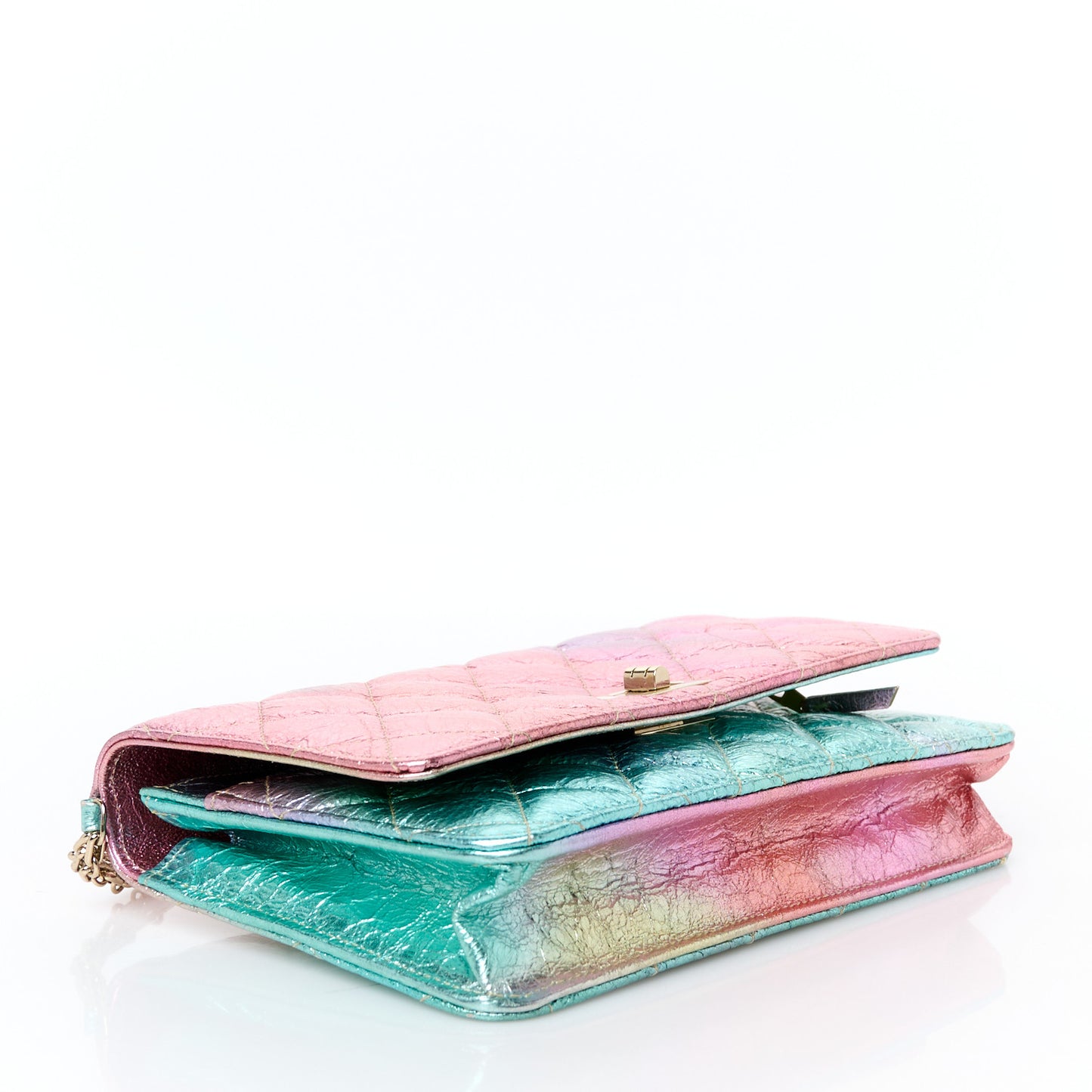 Metallic Goatskin Quilted 2.55 Reissue Wallet on Chain WOC Multicolor