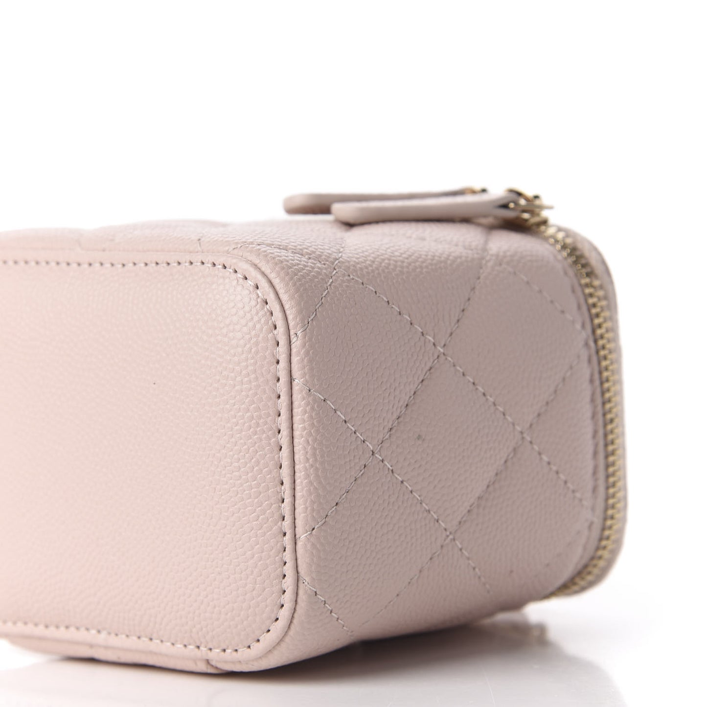 Caviar Quilted Mini Vanity Case With Chain Light Pink