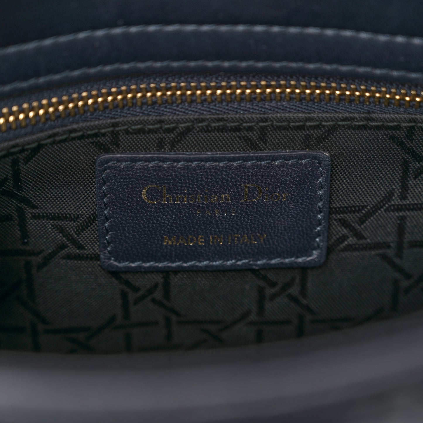 Lambskin Cannage Small Lucky Badges Lady Dior Navy