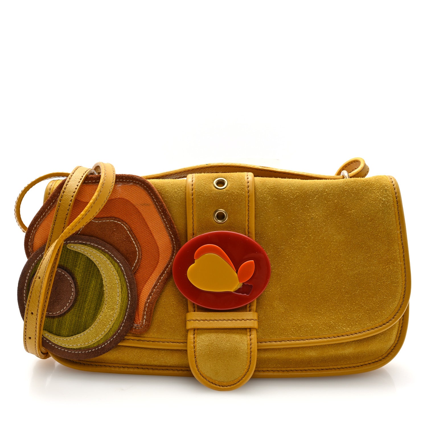 Miu Miu Suede Embroidered Shoulder Bag Yellow 1766038 – FASHIONPHILE