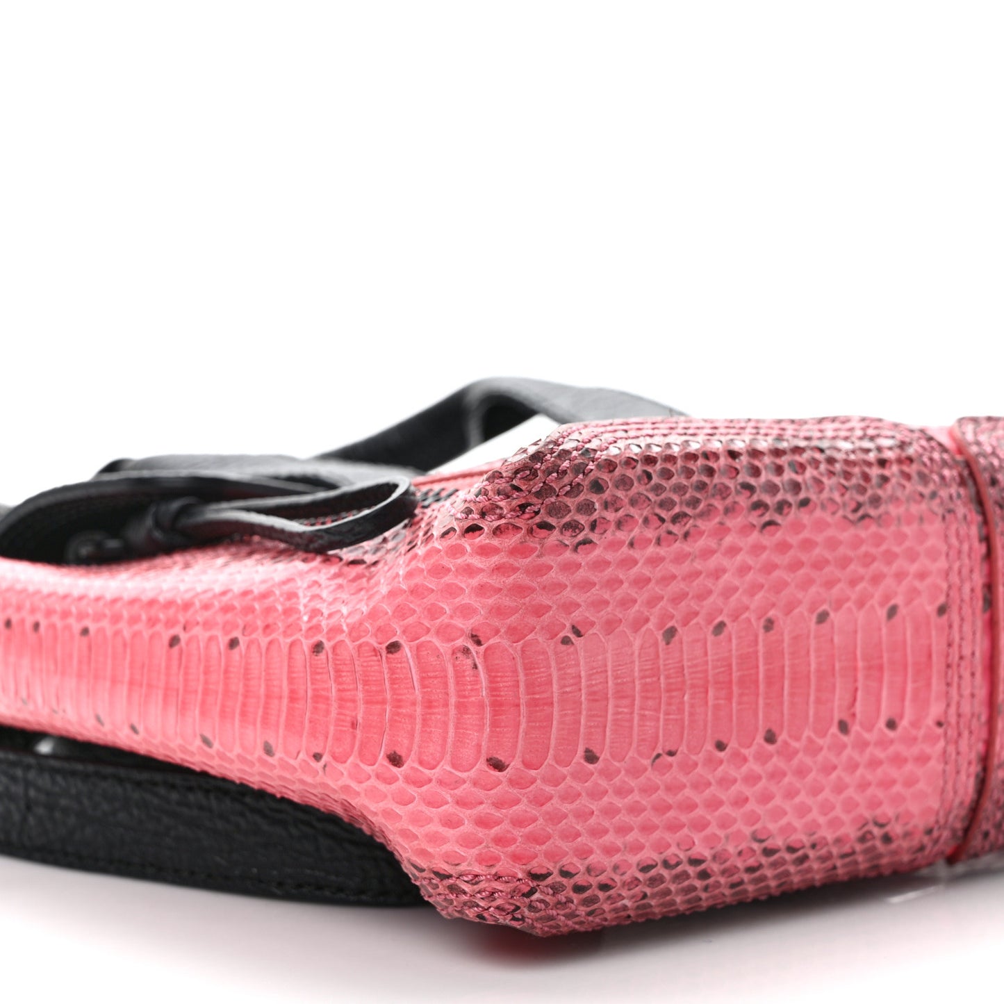 Textured Calfskin Elaphe Snakeskin Mini Pashli Satchel Pink Black