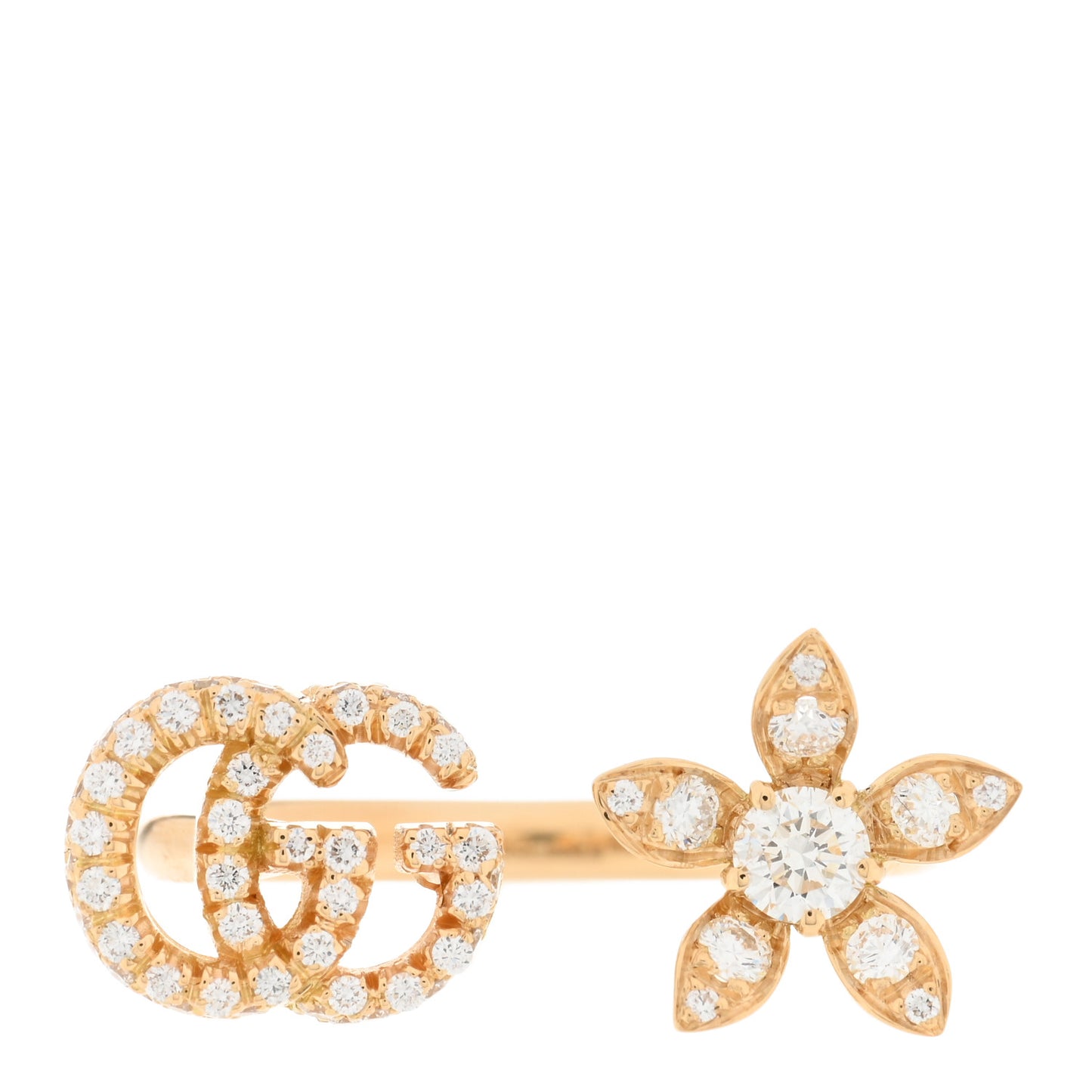 18K Yellow Gold Diamond Flora Open Ring 54 7