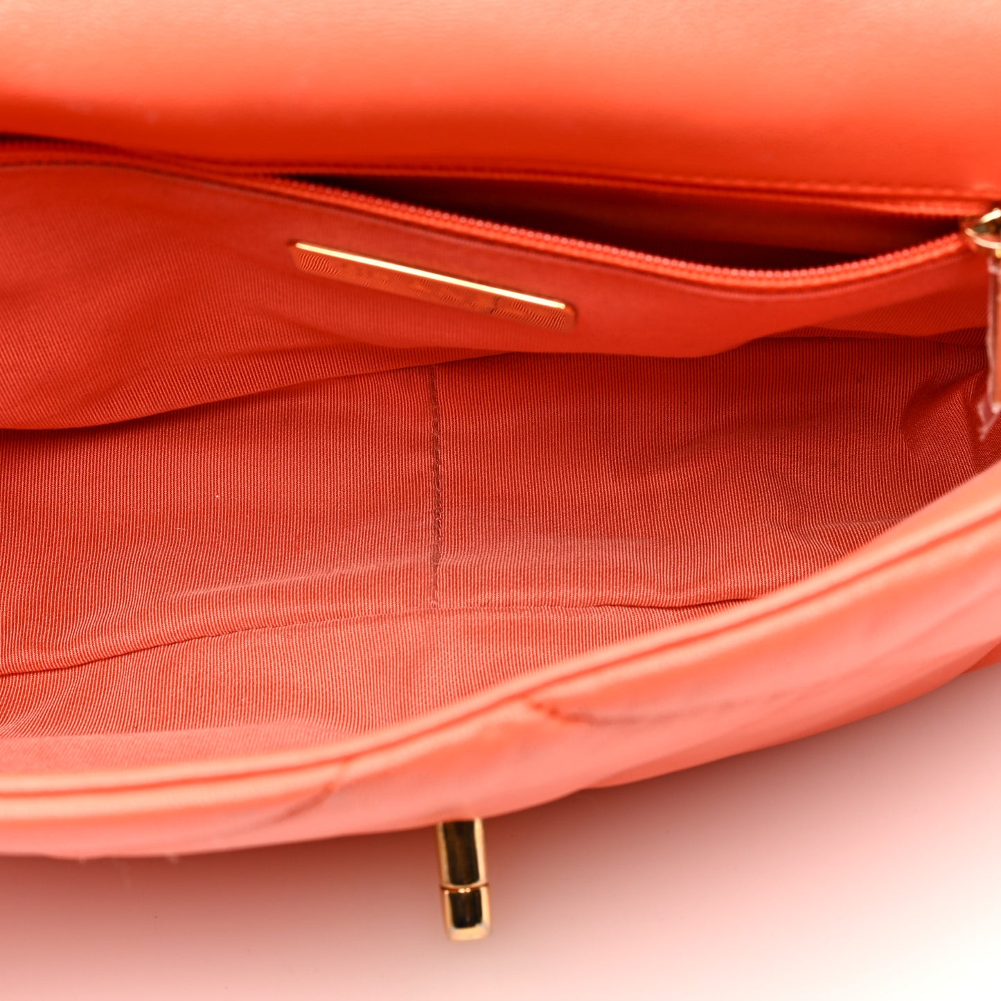 Goatskin Quilted Medium Chanel 19 Flap Orange