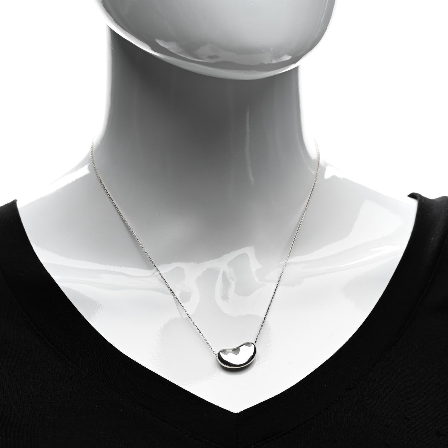 Tiffany Sterling Silver 18mm Elsa Peretti Bean Pendant Necklace 2 of 5