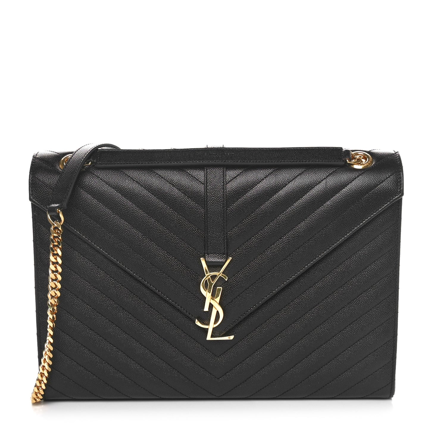 Grain De Poudre Matelasse Chevron Large Monogram Satchel Black