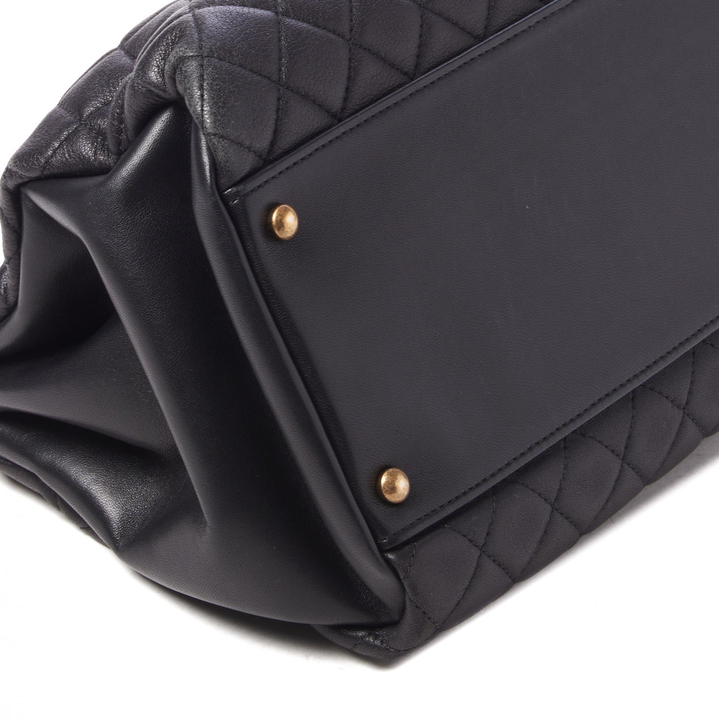 Lambskin Quilted Large Just Mademoiselle Bowling Bag Black