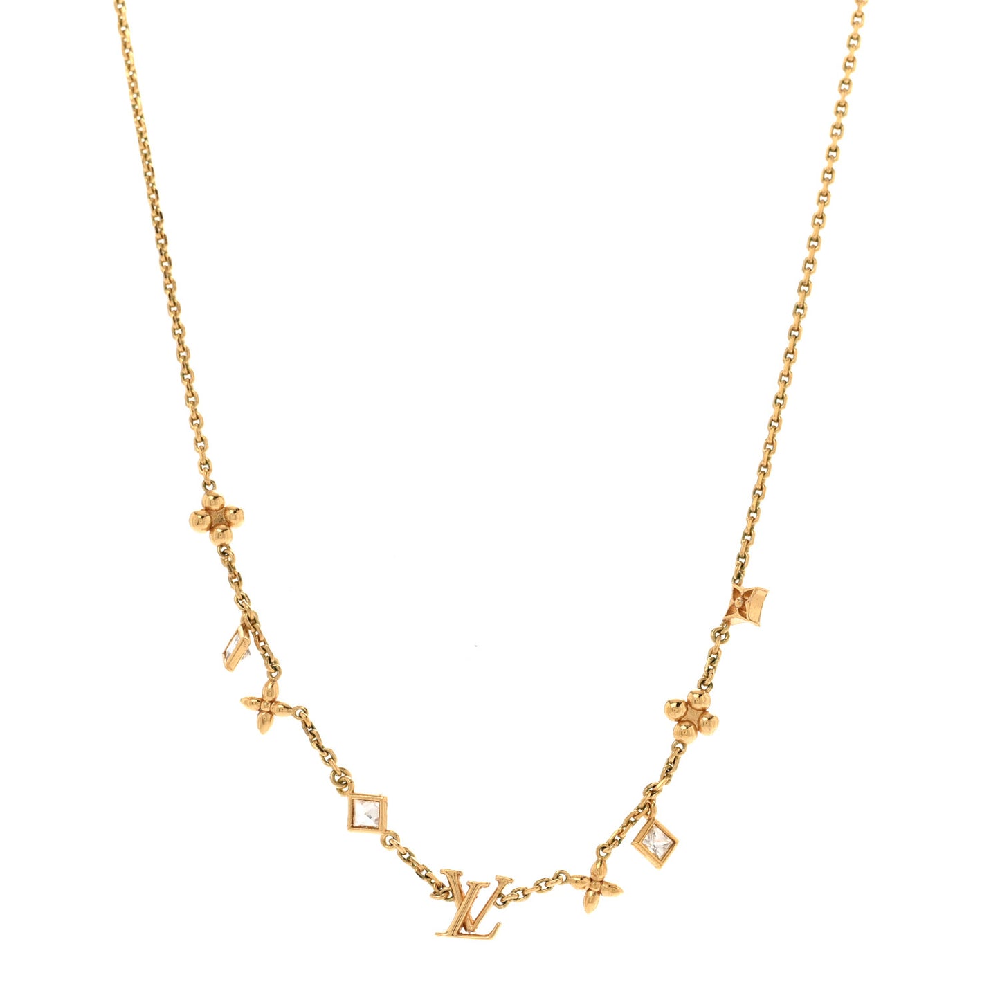 Metal Crystal LV In The Sky Necklace Gold