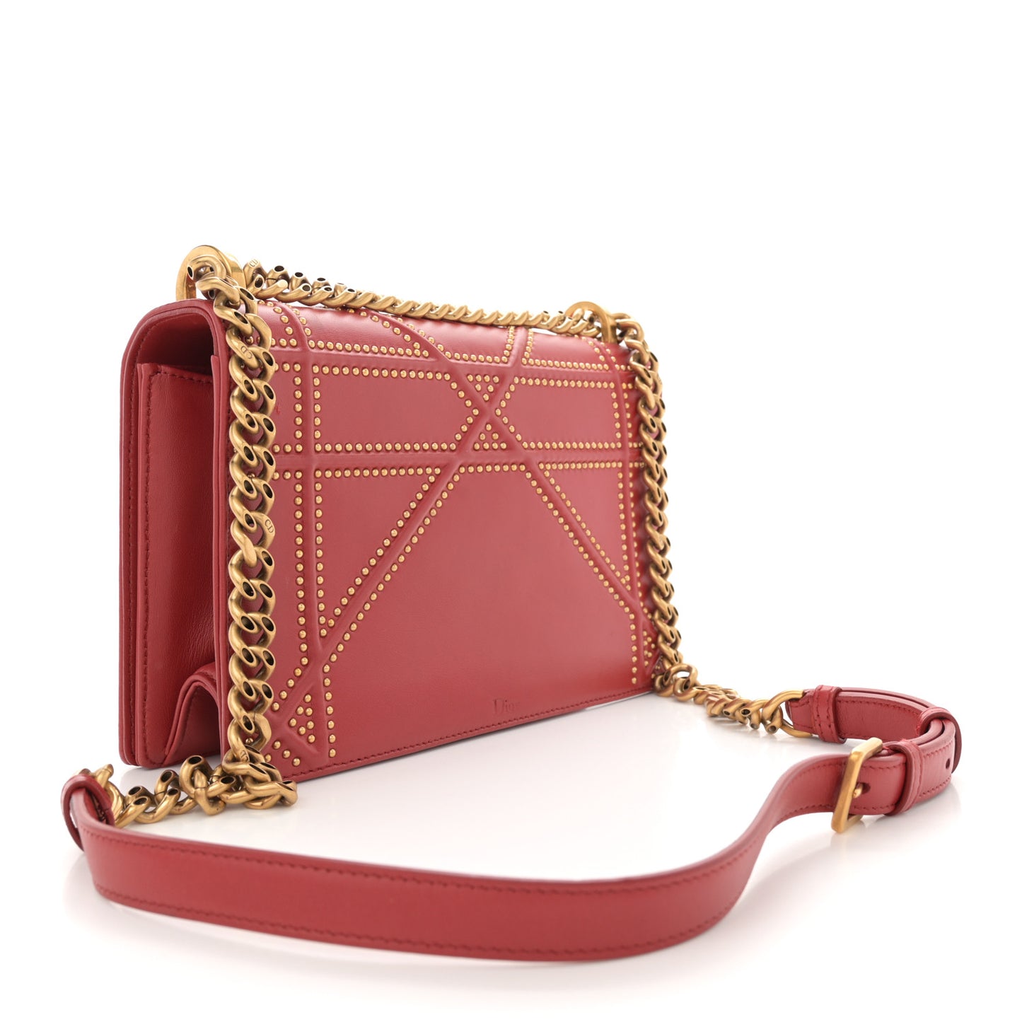 Calfskin Studded Medium Diorama Flap Bag Red