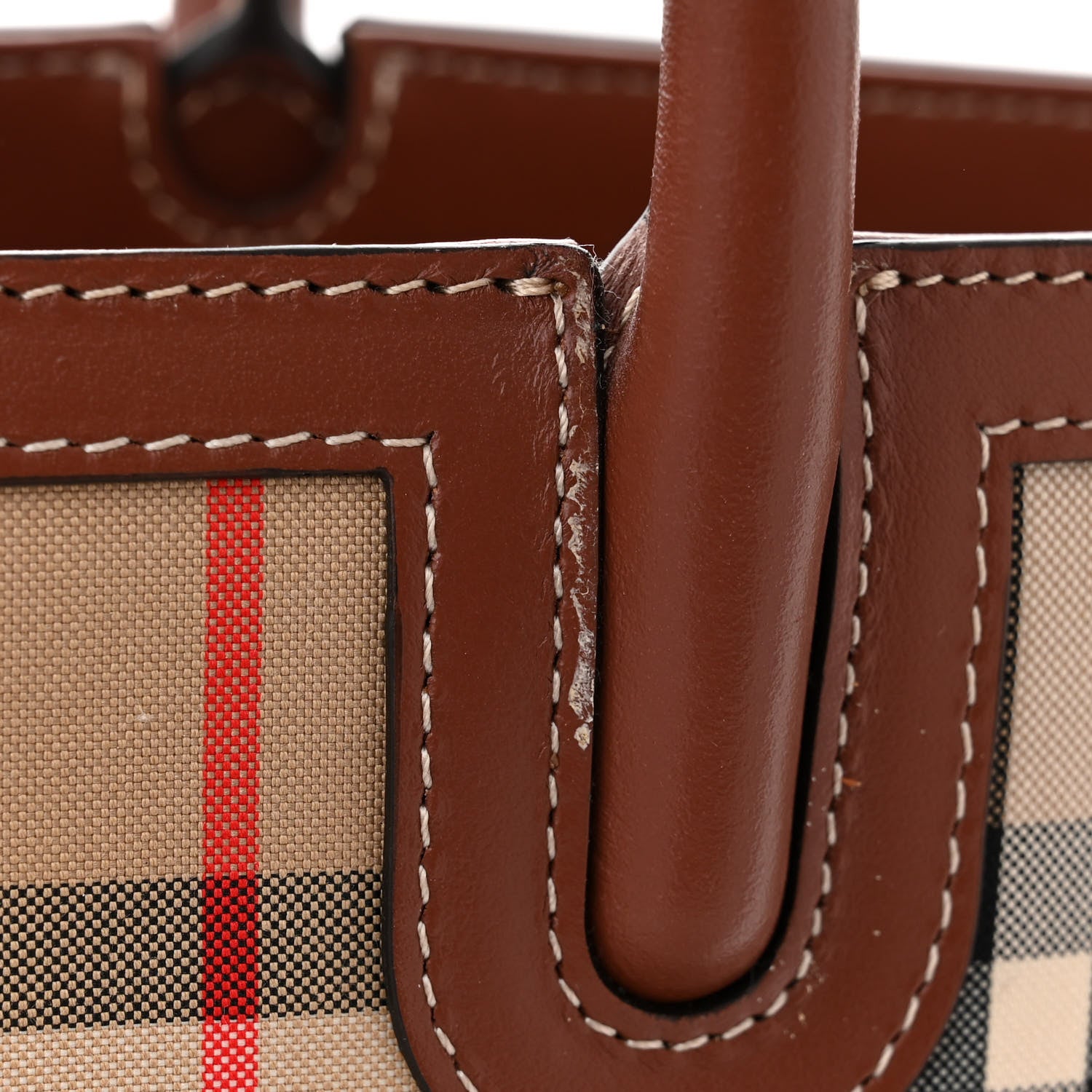 Burberry Calfskin Vintage Check Two Handle Title Bag Archive Beige 11 of 12