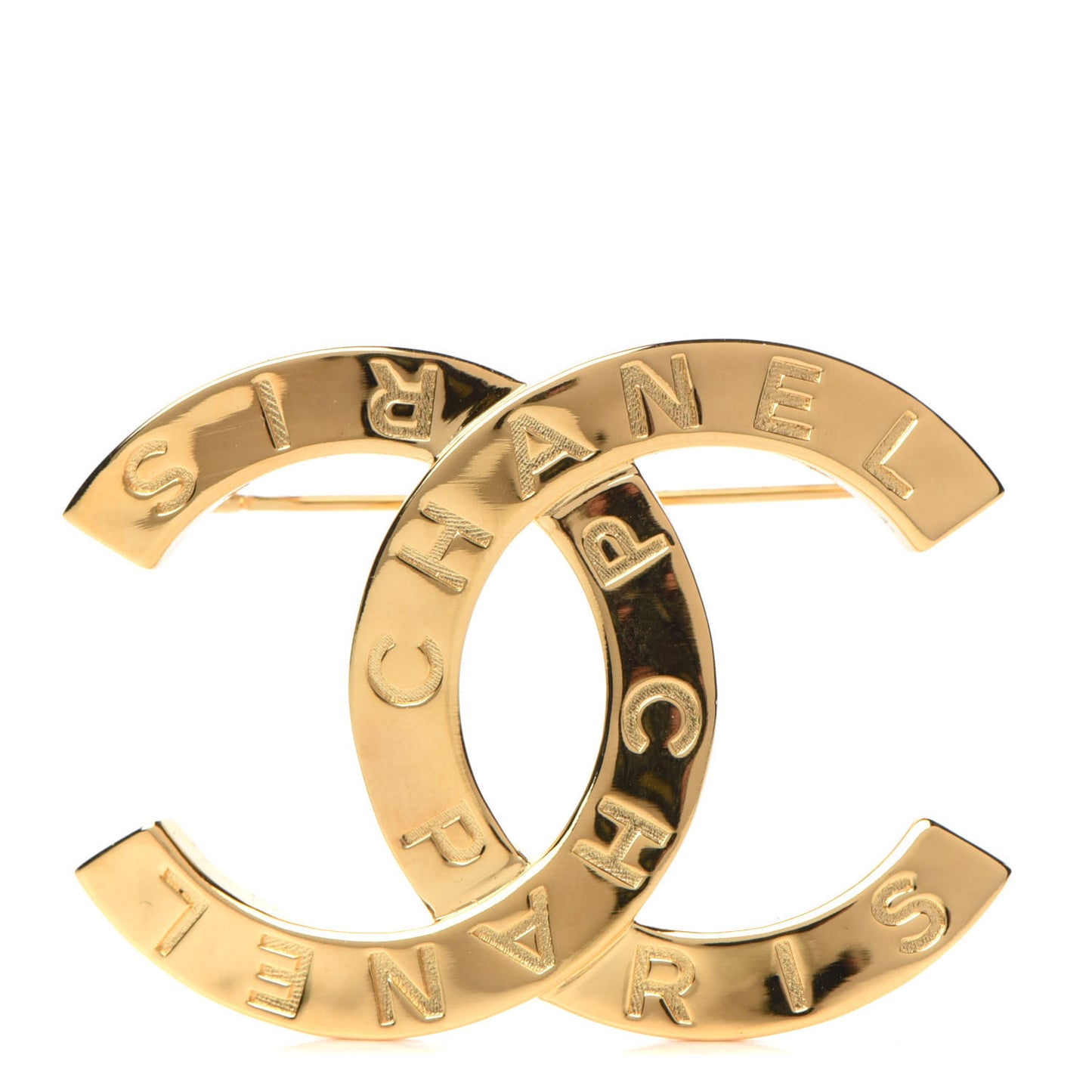 Metal Paris Button CC Large Brooch Gold