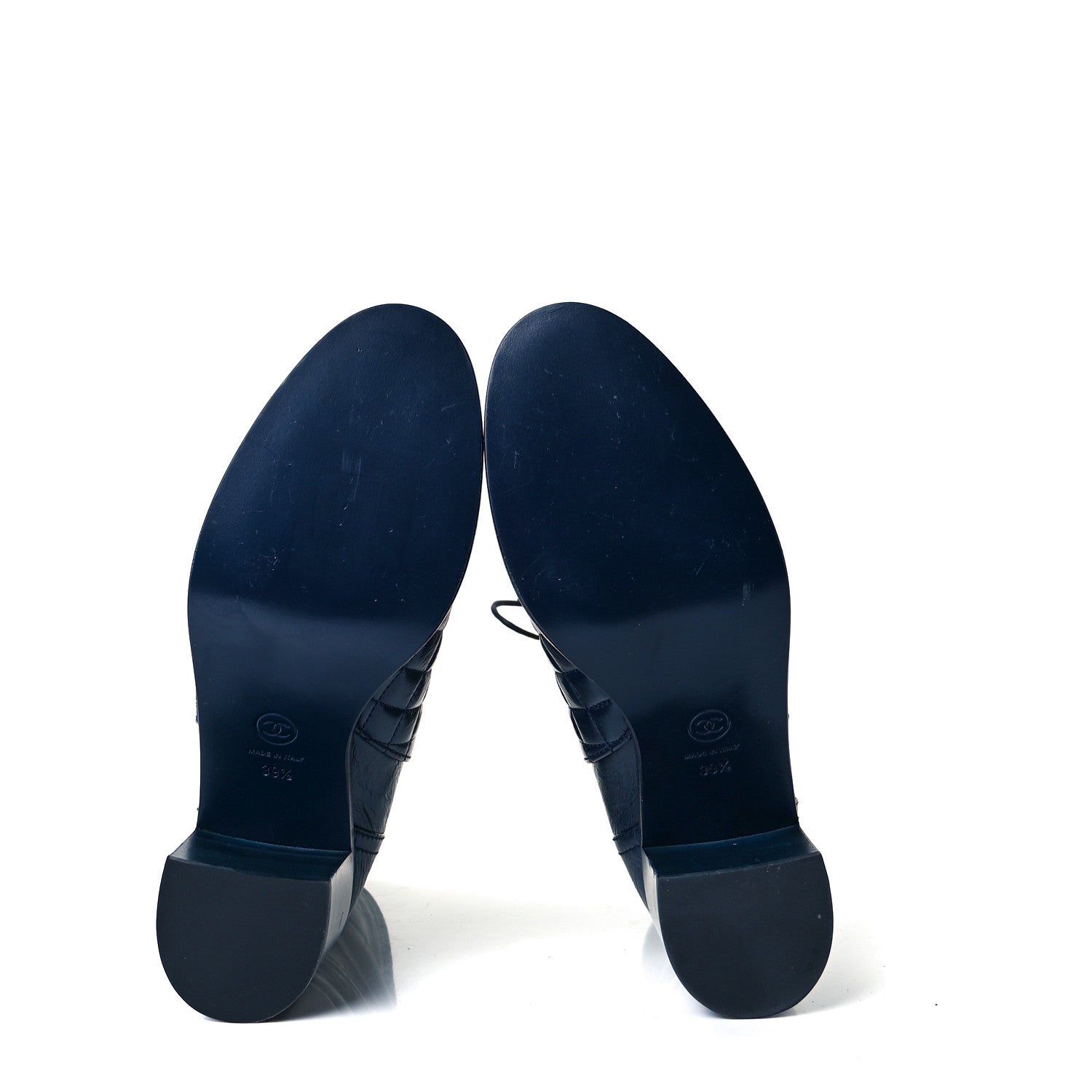 Chanel Crumpled Calfskin Quilted Cap Toe Short Boots 39.5 Blue Black 6 of 8