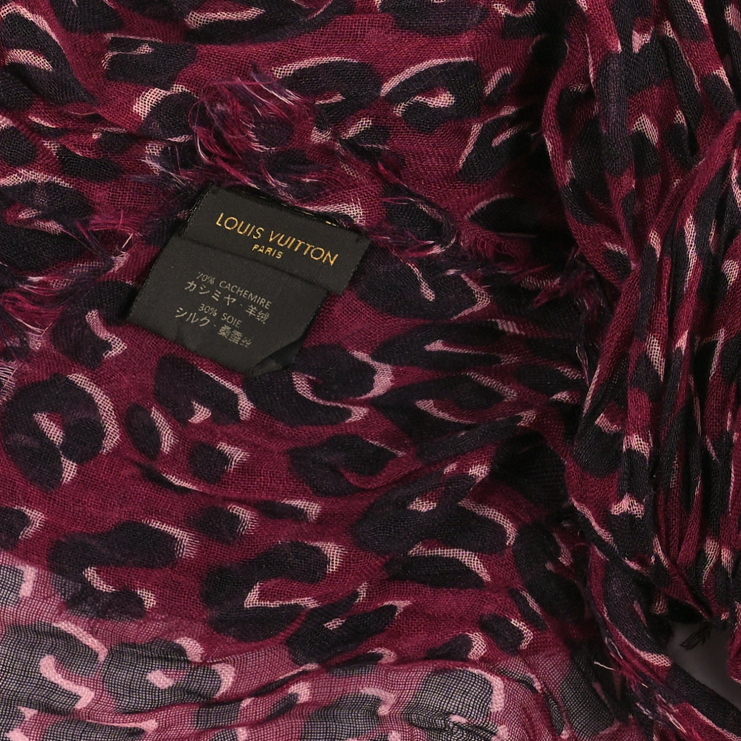 Cashmere Silk Leopard Etole Stole Dark Pink