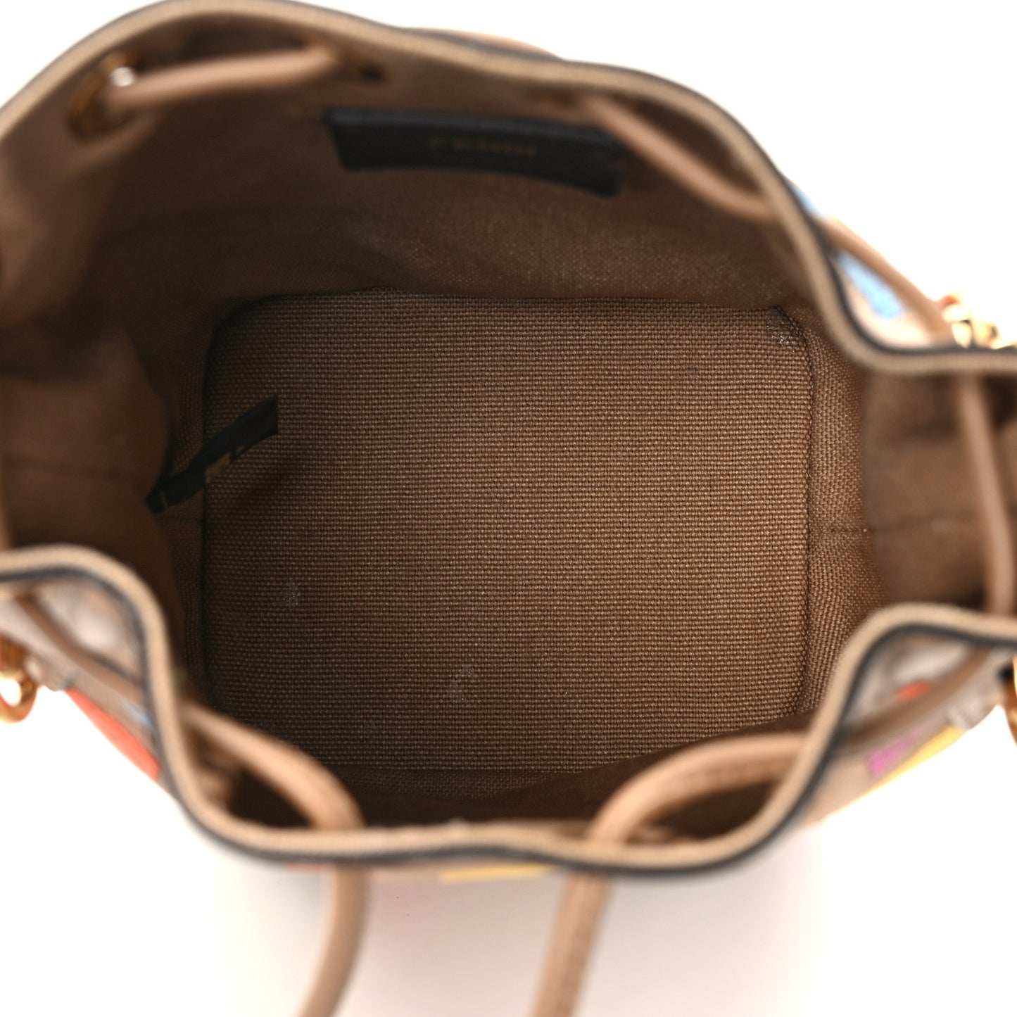 Canvas Vitello King F is Fendi FF Multicolor Embroidered Mini Mon Tresor Bucket Bag Multicolor Cuoio