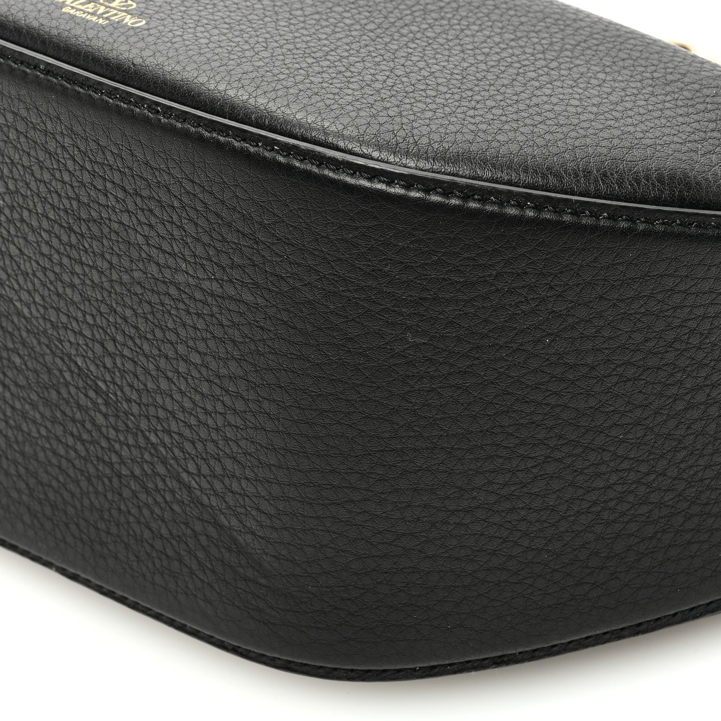 Grainy Calfskin Small Vlogo Moon Hobo Bag Black