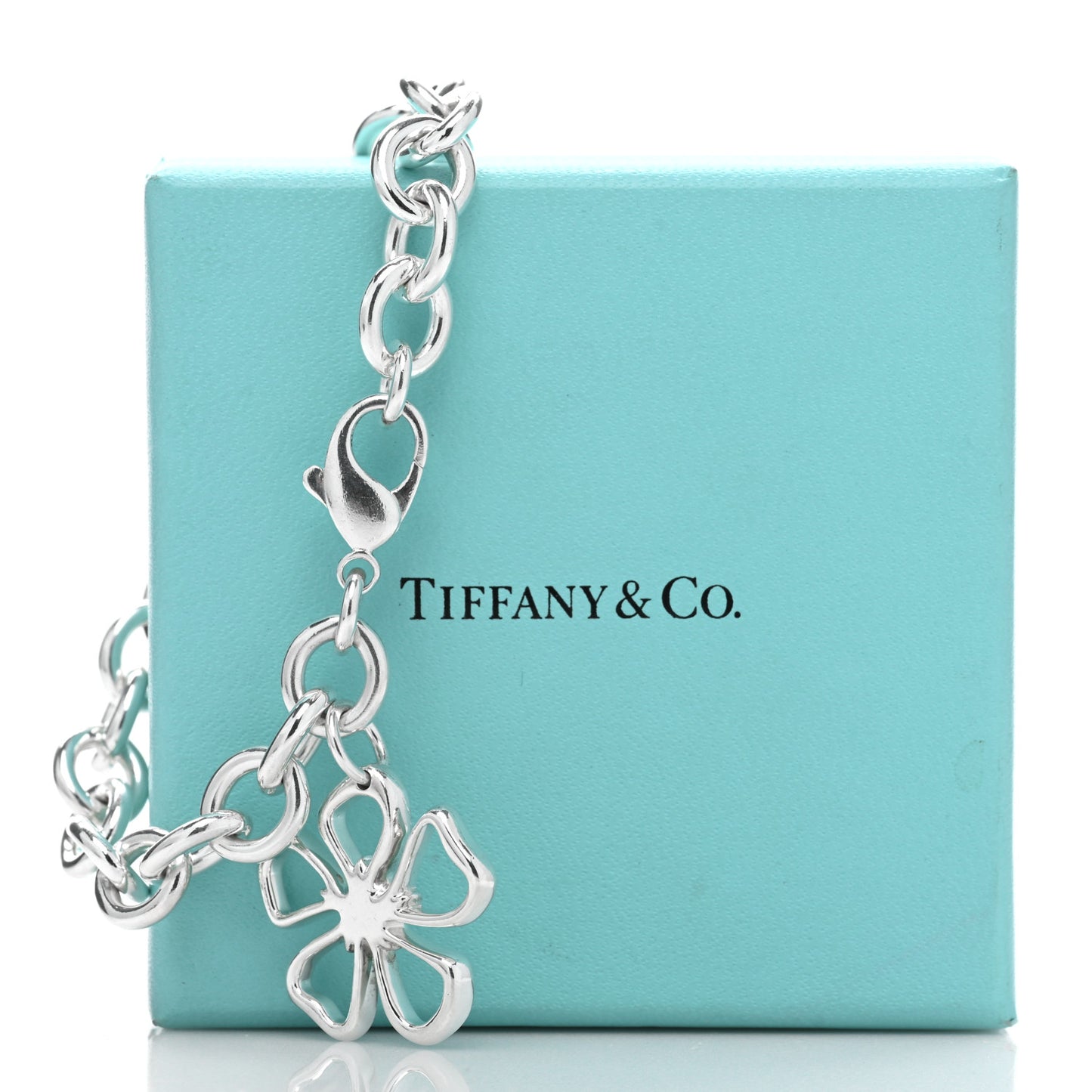 Sterling Silver Flower Charm Bracelet