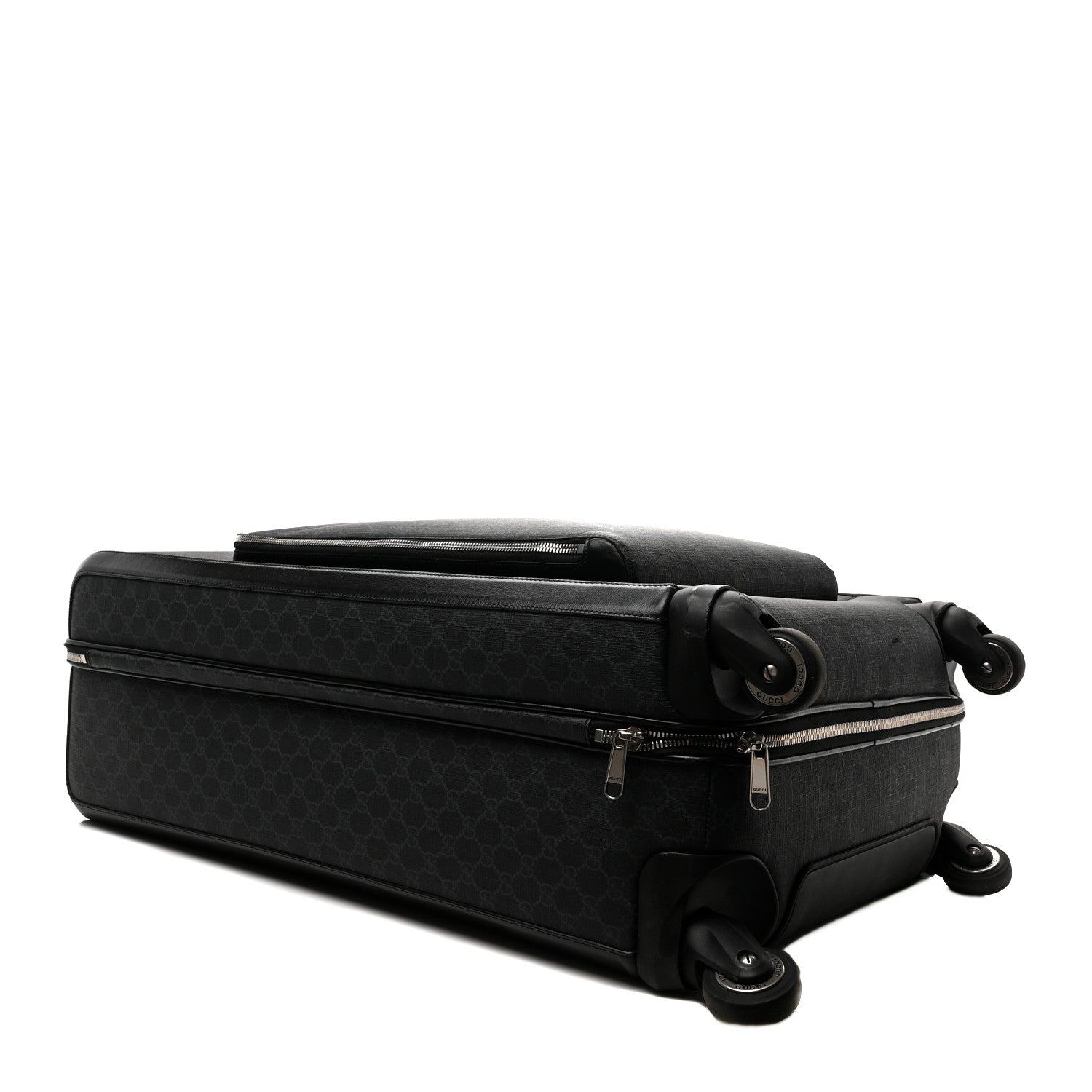 Gucci GG Supreme Monogram Large Four Wheel Suitcase Black Grey 3 of 14
