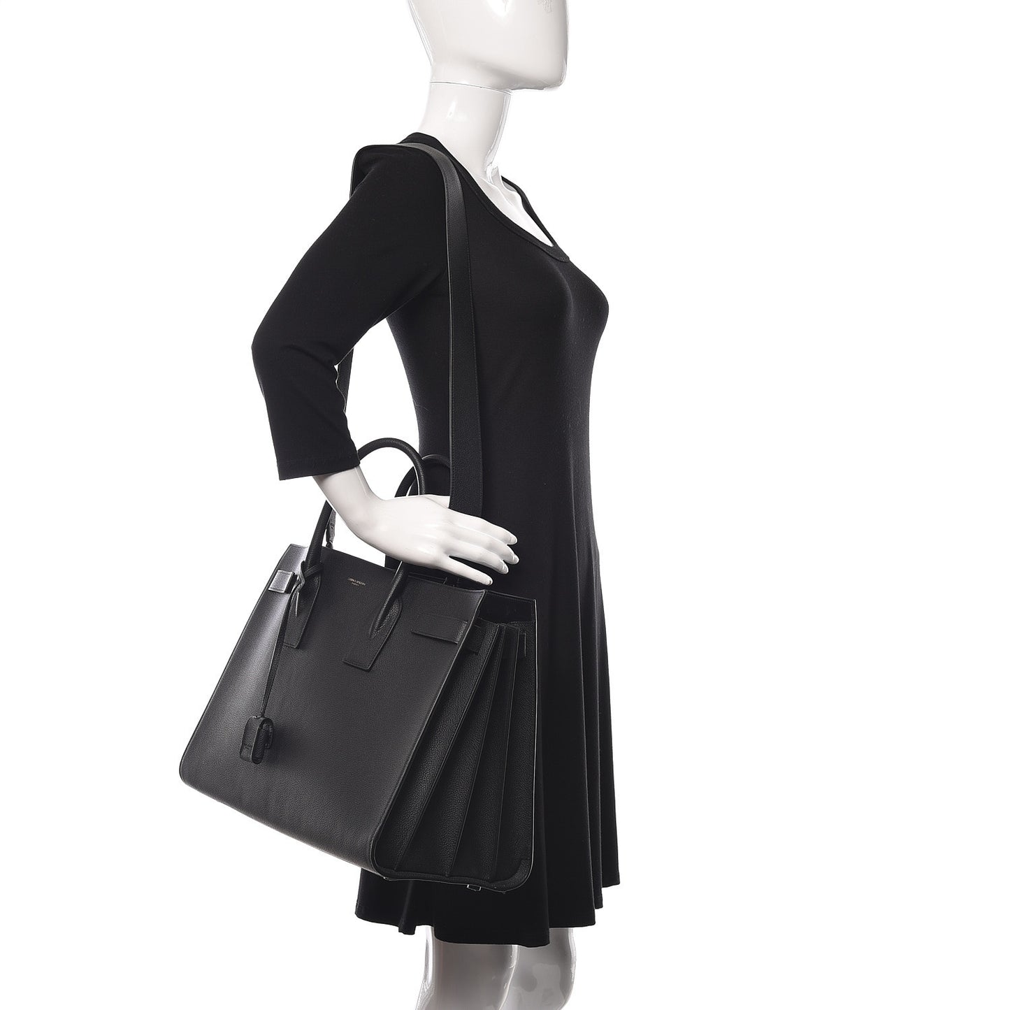 Grained Calfskin Large Sac De Jour Carryall Black