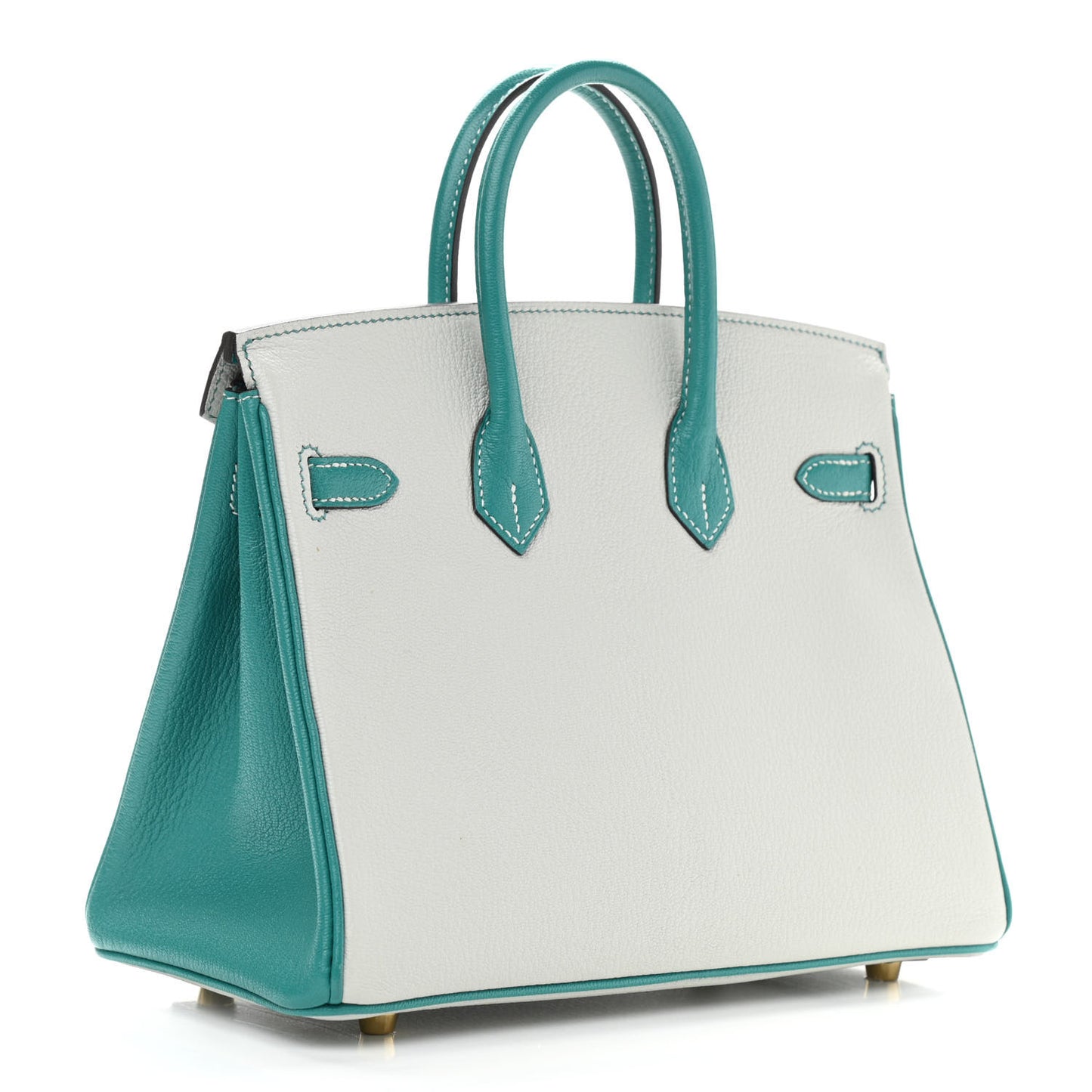 Chevre Mysore Horseshoe Birkin 25 Gris Perle Bleu Paon