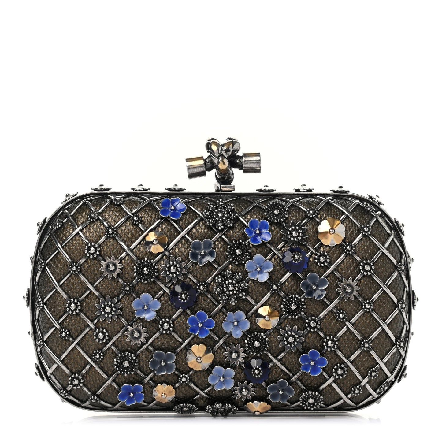 Karung Metal Embellished Knot Clutch Antique Brass