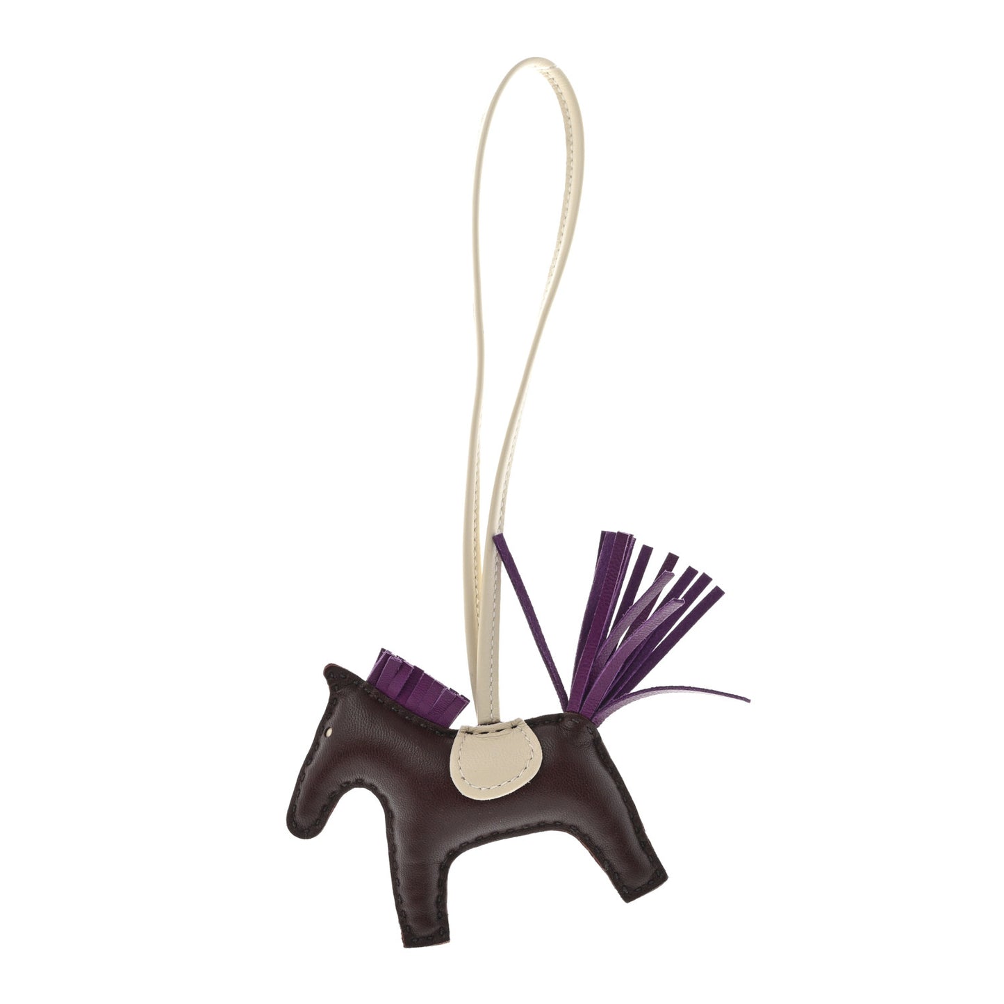 Milo Lambskin Grigri Rodeo Horse Bag Charm PM Rouge Sellier Craie Violet