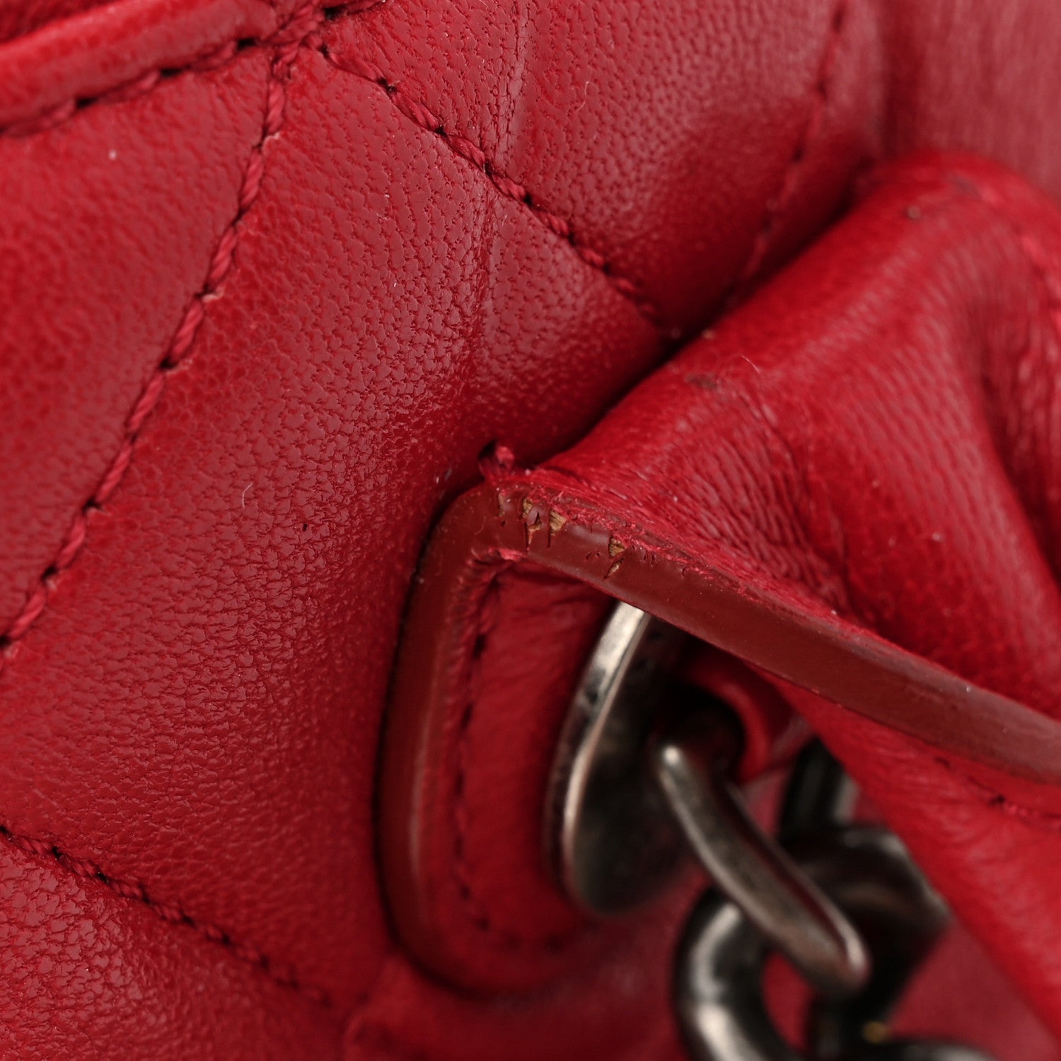 Chanel Shiny Sheepskin Quilted Small Shopping Tote Red 19 of 20