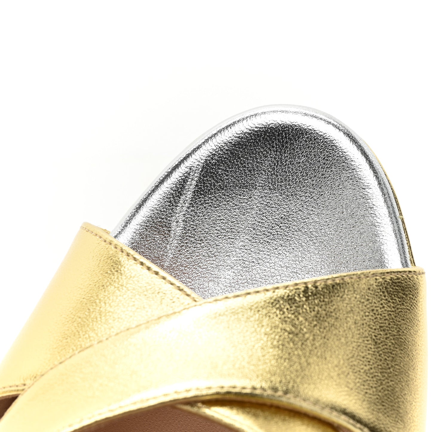 Metallic Nappa Double G 40/135mm Platform Sandals 39 Gold Silver