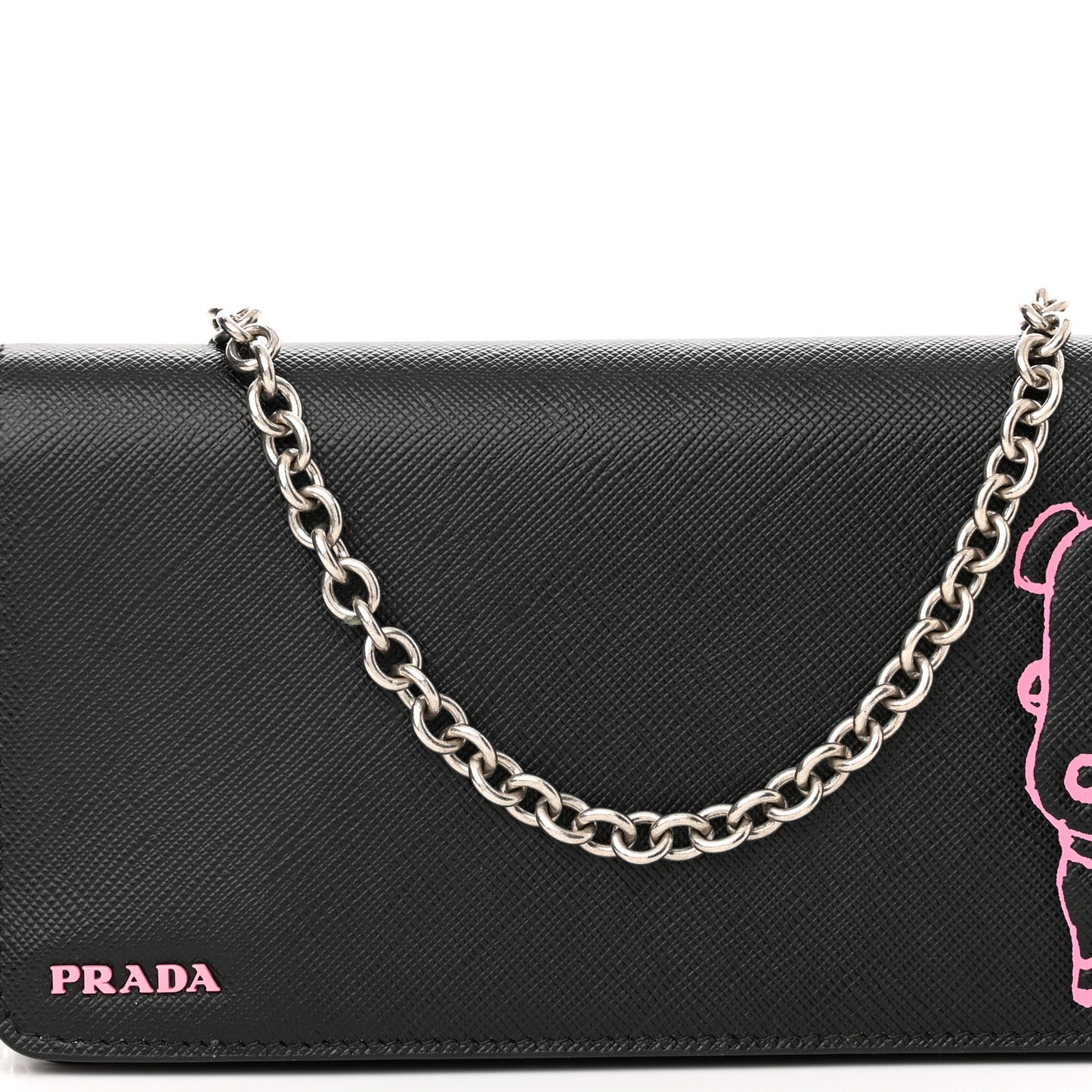 Saffiano Pradamalia Mini Chain Bag Black Begonia