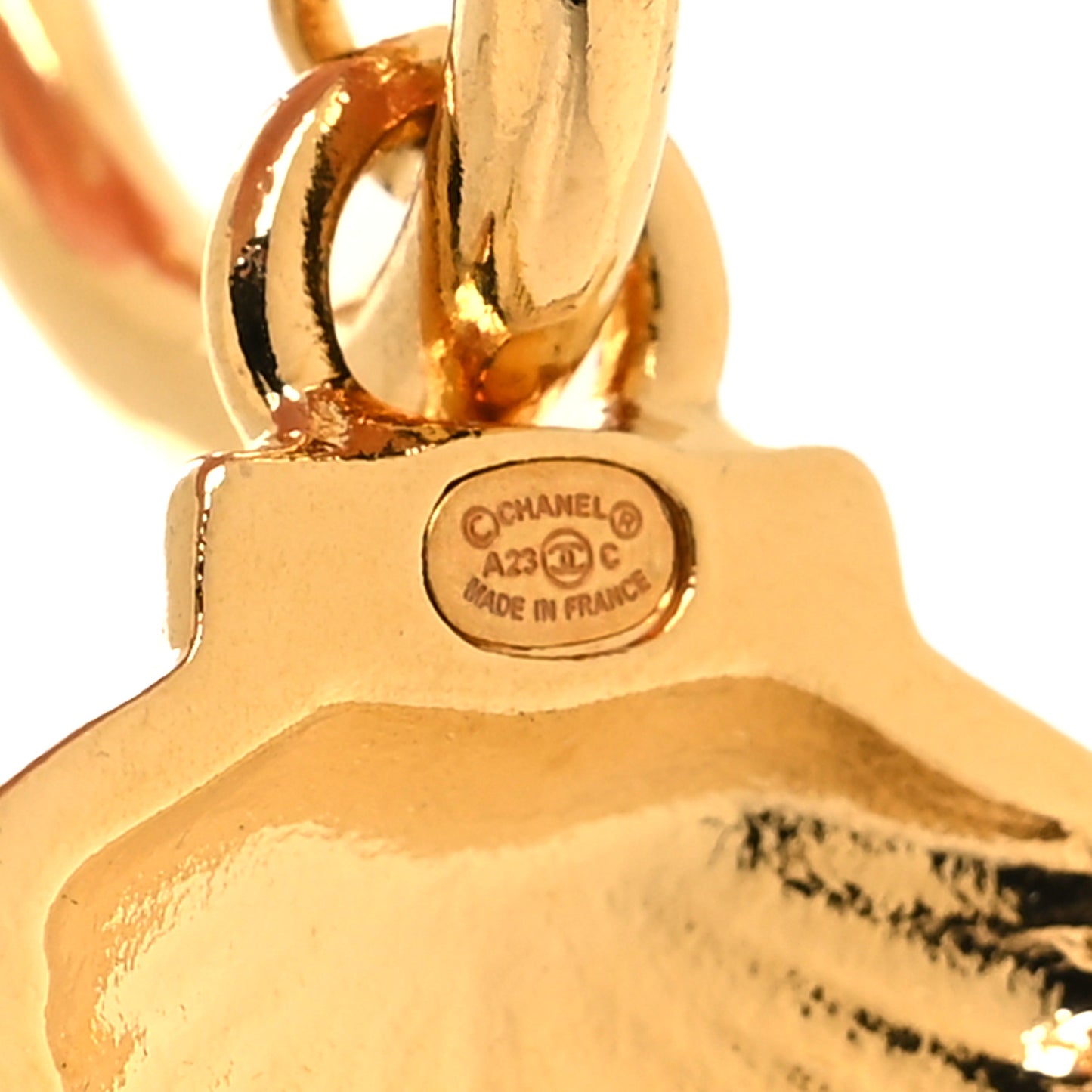 Crystal CC Shell Hoop Earrings Gold