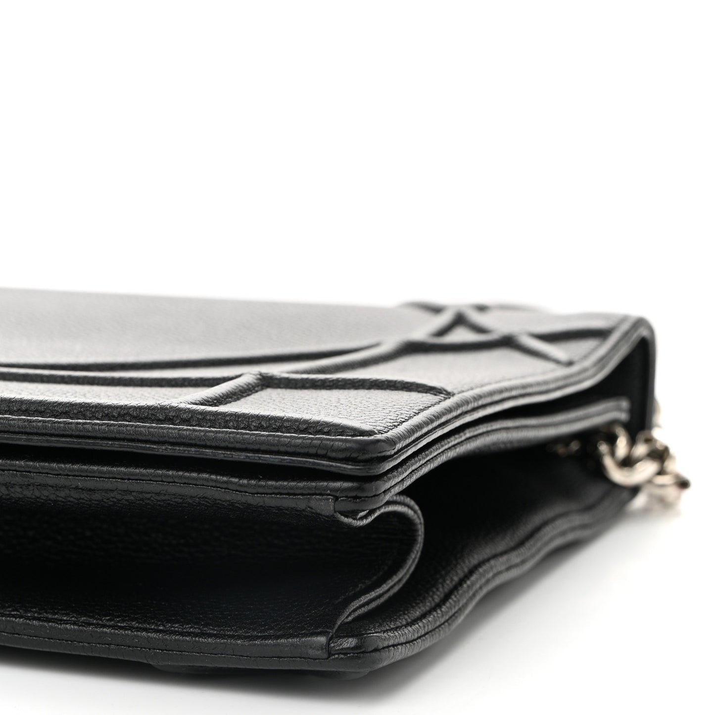 Grained Calfskin Large Diorama Flap Bag Black